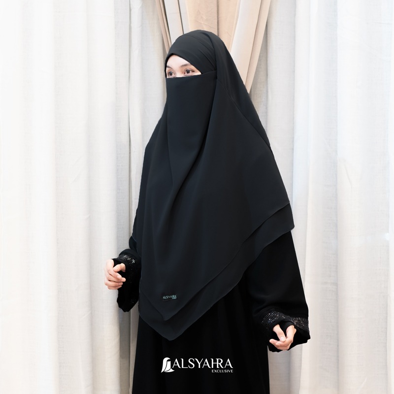 Alsyahra Exclusive - Khiban French Khimar Lancip V Ayumi Sifon Cerruti Premium Size L