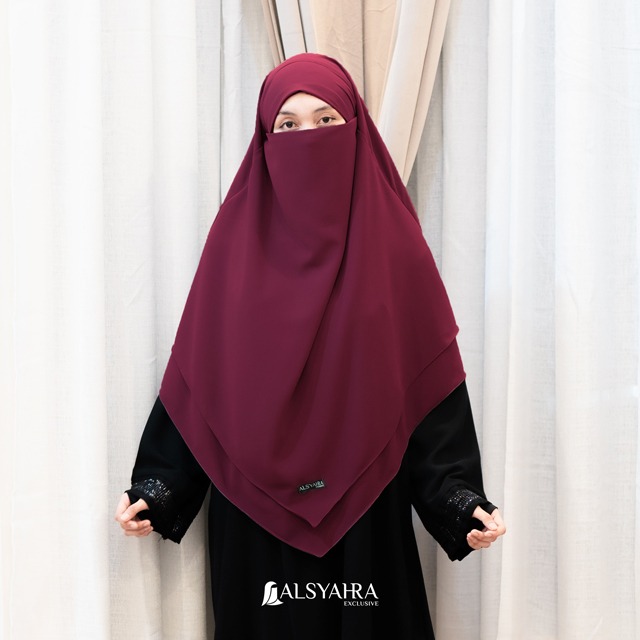 Alsyahra Exclusive - Khiban French Khimar Lancip V Ayumi Sifon Cerruti Premium Size L