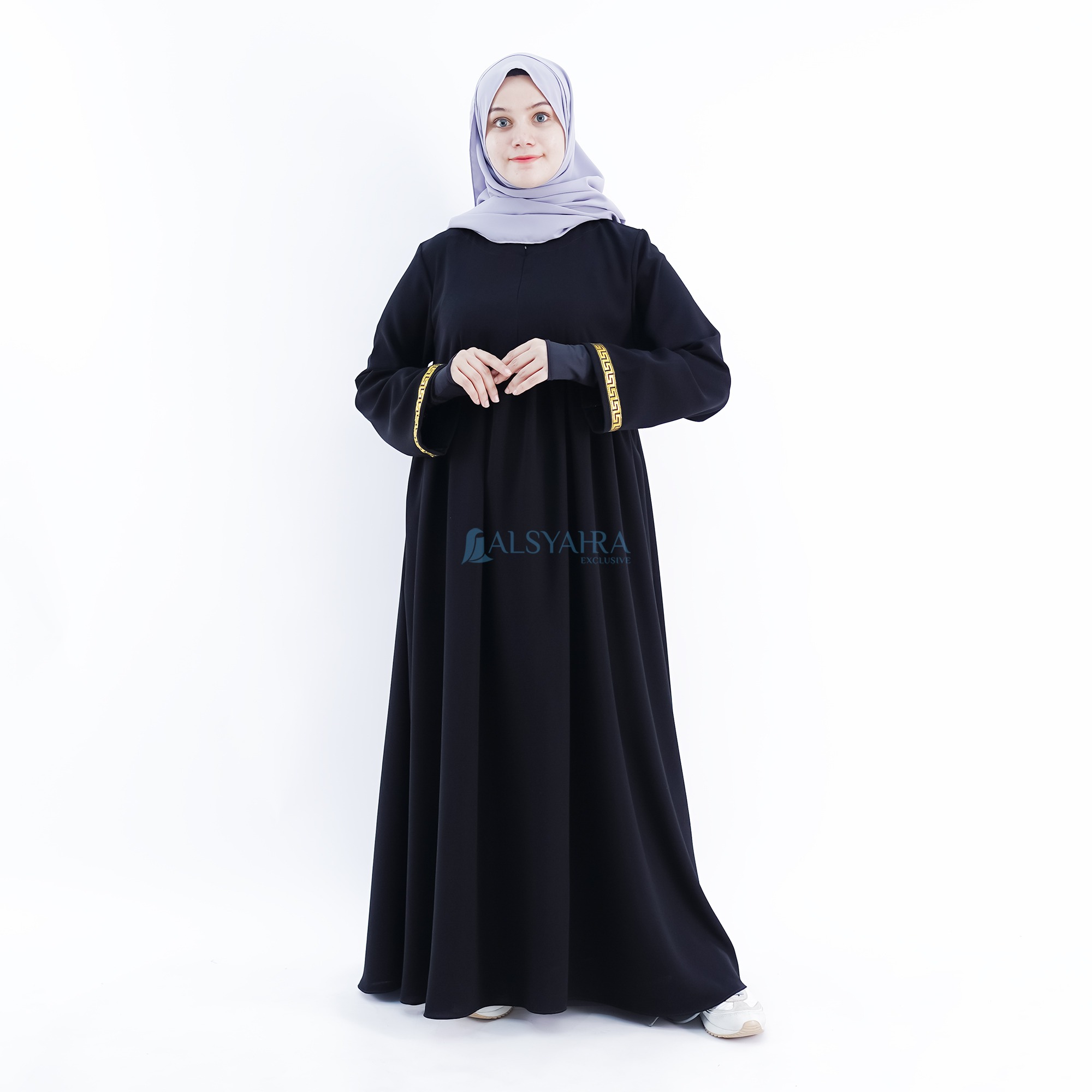 Alsyahra Exclusive - Abaya Gamis Syari Islambul Soft Jetblack List Gold