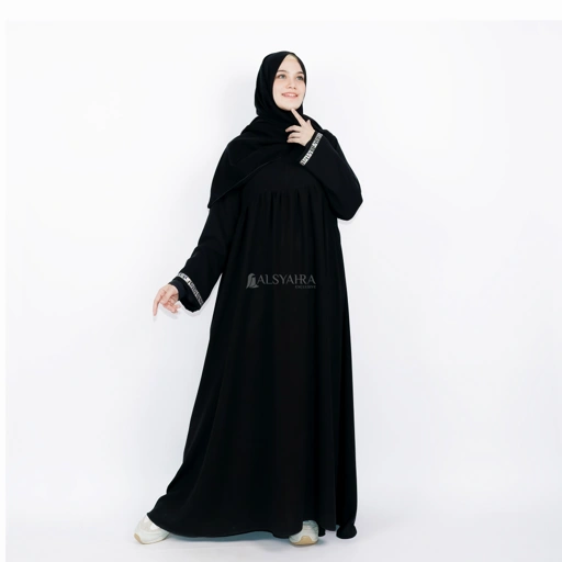 Image of Alsyahra Exclusive - Abaya Gamis Syari Islambul Soft Jetblack List Silver