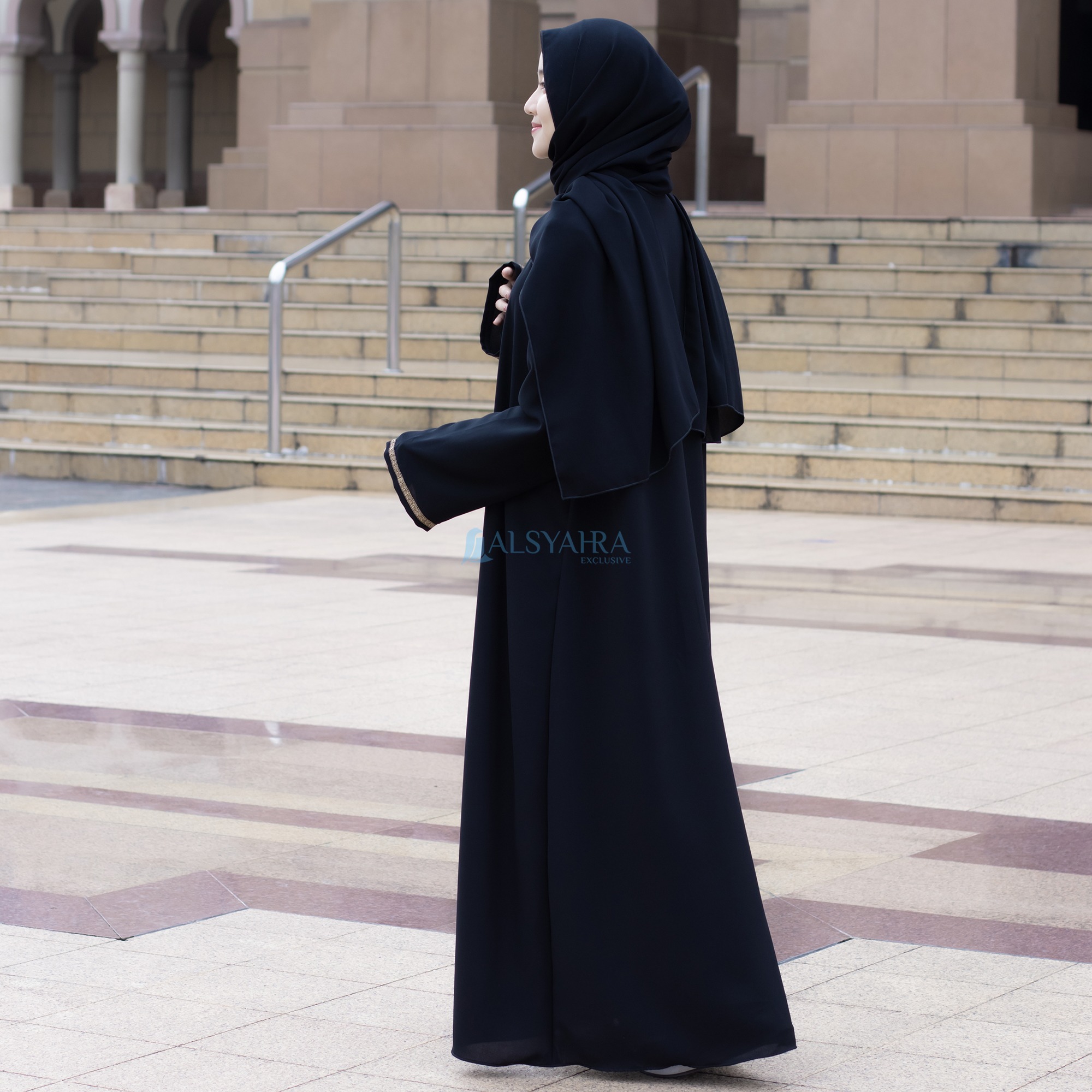 Alsyahra Exclusive - Abaya Gamis Syari Khadijah Soft Jetblack