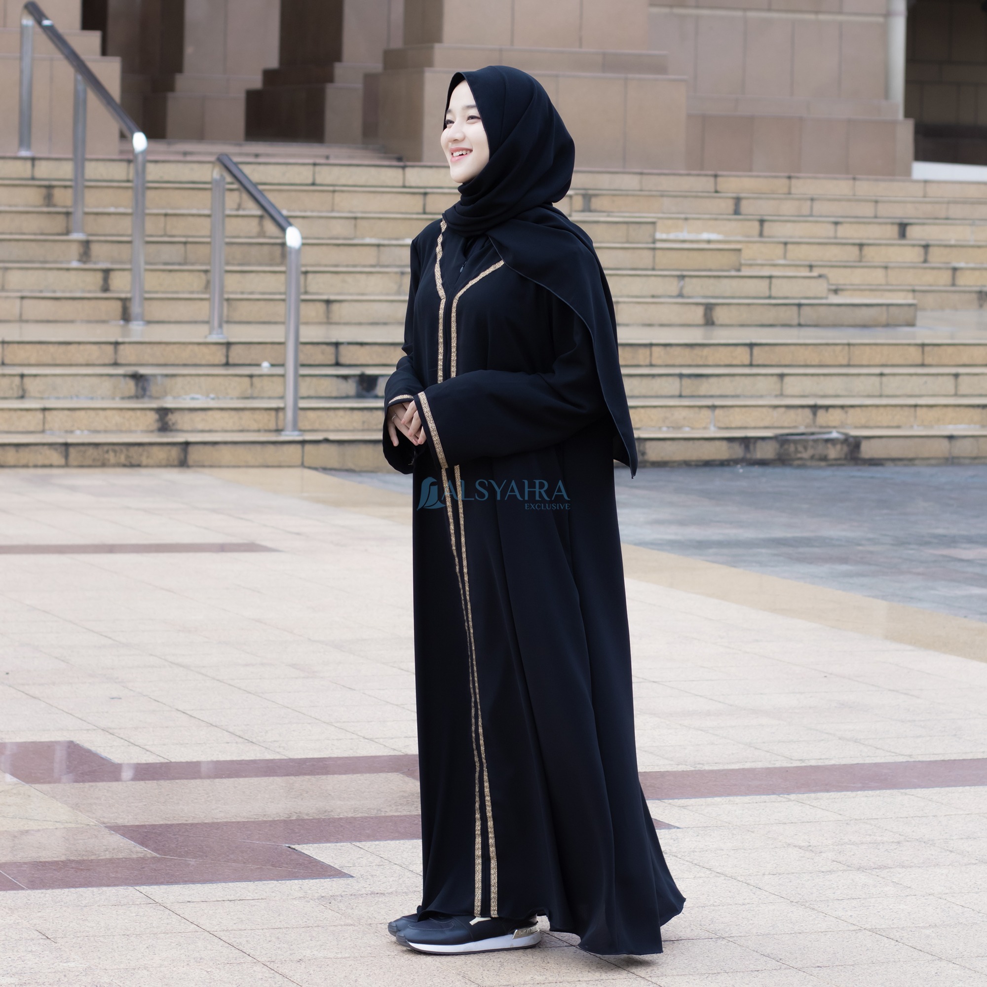Alsyahra Exclusive - Abaya Gamis Syari Khadijah Soft Jetblack
