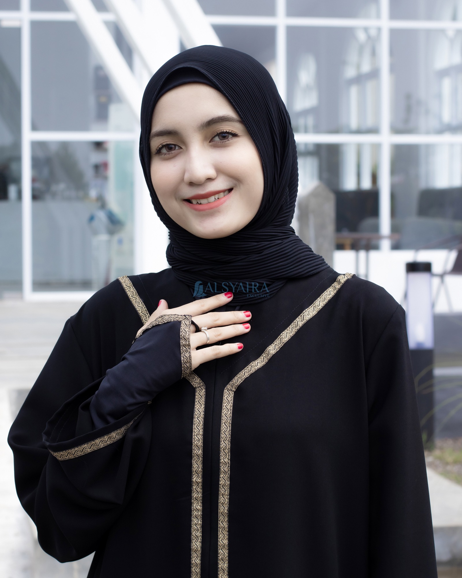 Alsyahra Exclusive - Abaya Gamis Syari Khadijah Soft Jetblack
