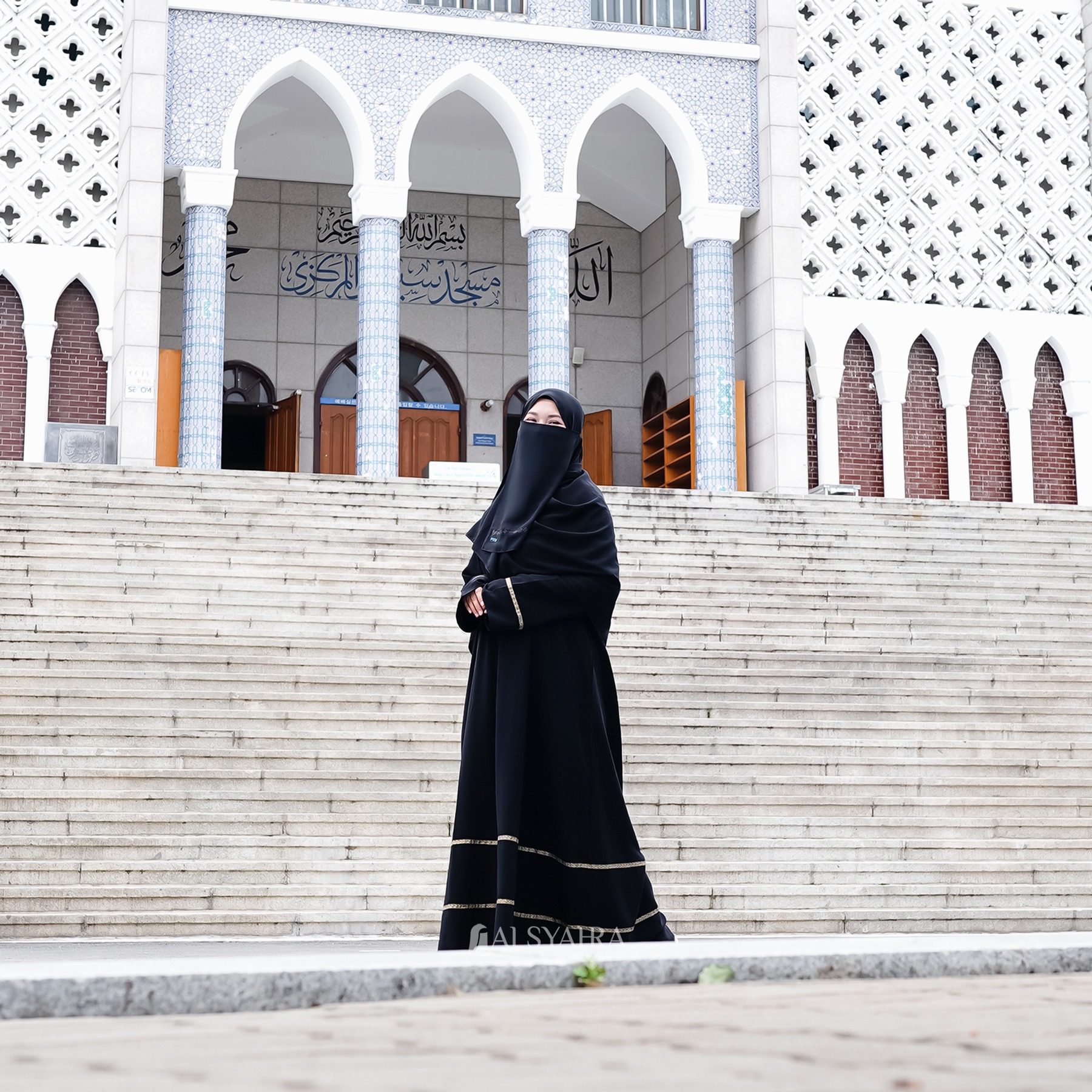 Alsyahra Exclusive - Abaya Gamis Syari Mecca Kiswah Soft Jetblack