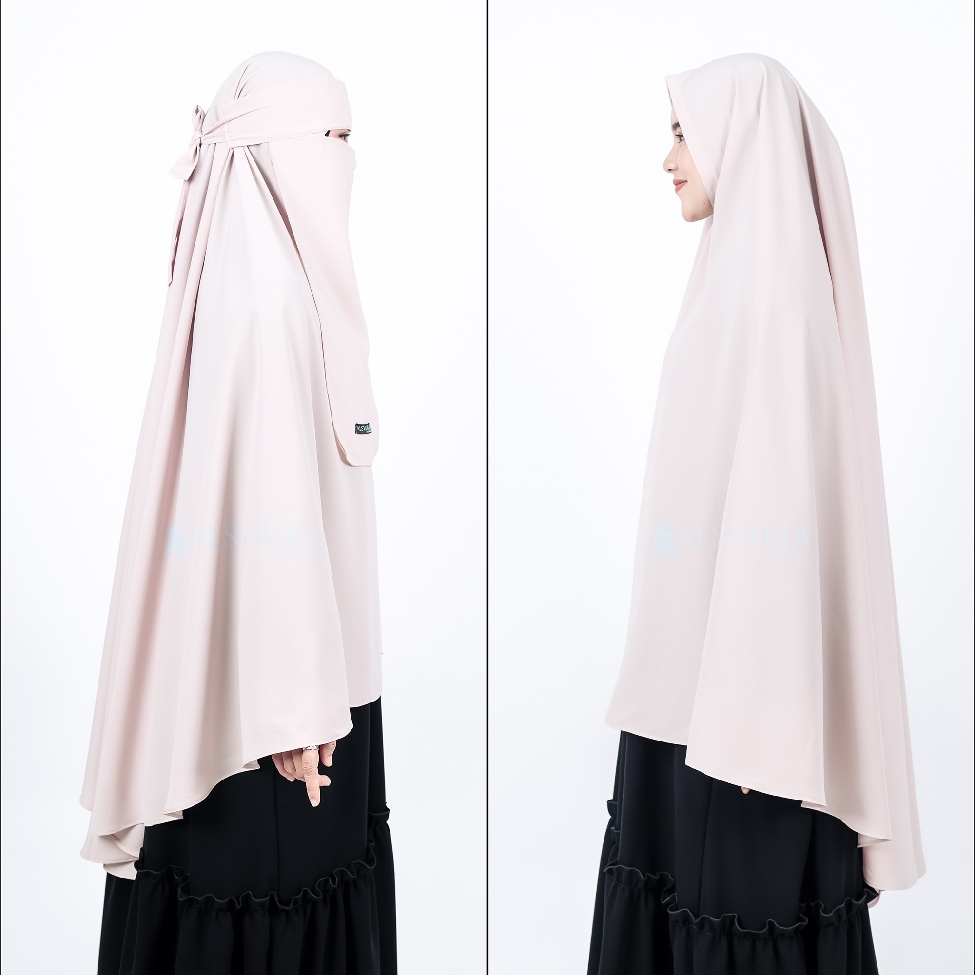 Alsyahra Exclusive - Set Khimar Syari NON Pad Niqab Bandana WF Premium