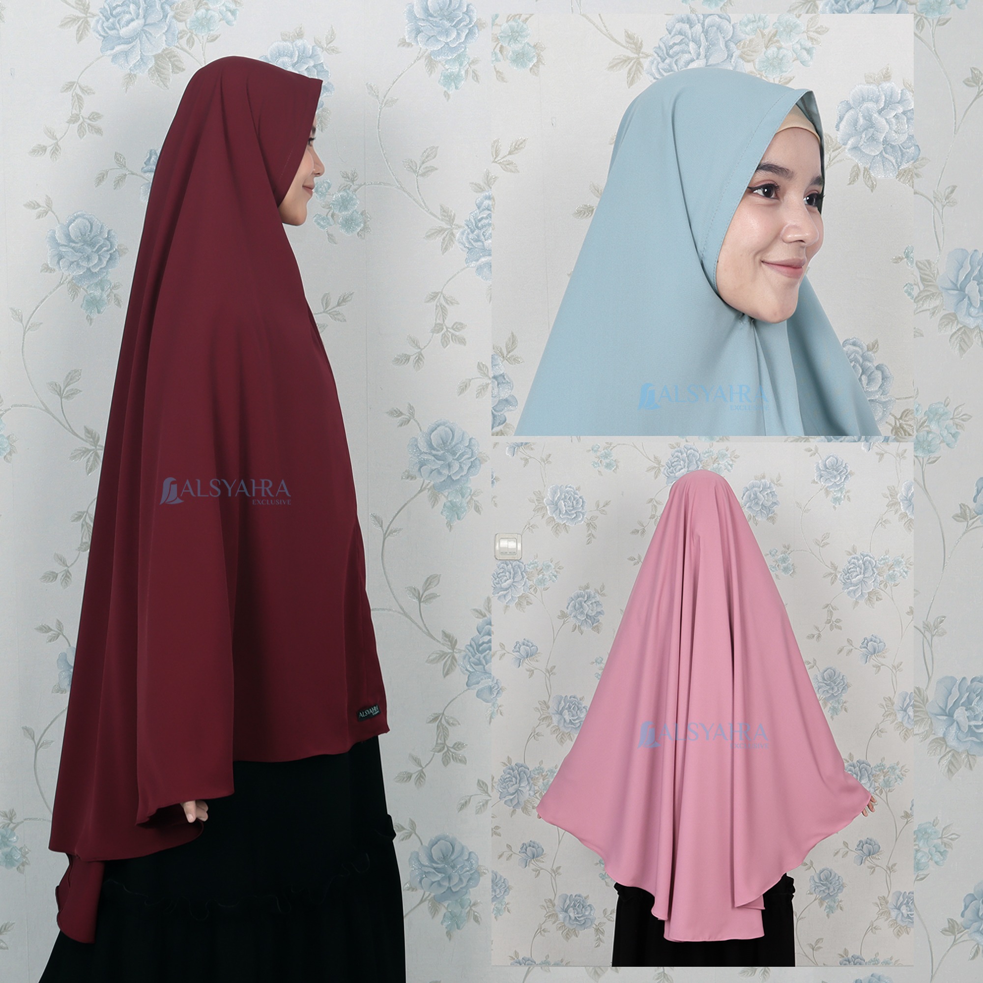 Alsyahra Exclusive - Set Khimar Syari NON Pad Niqab Bandana WF Premium