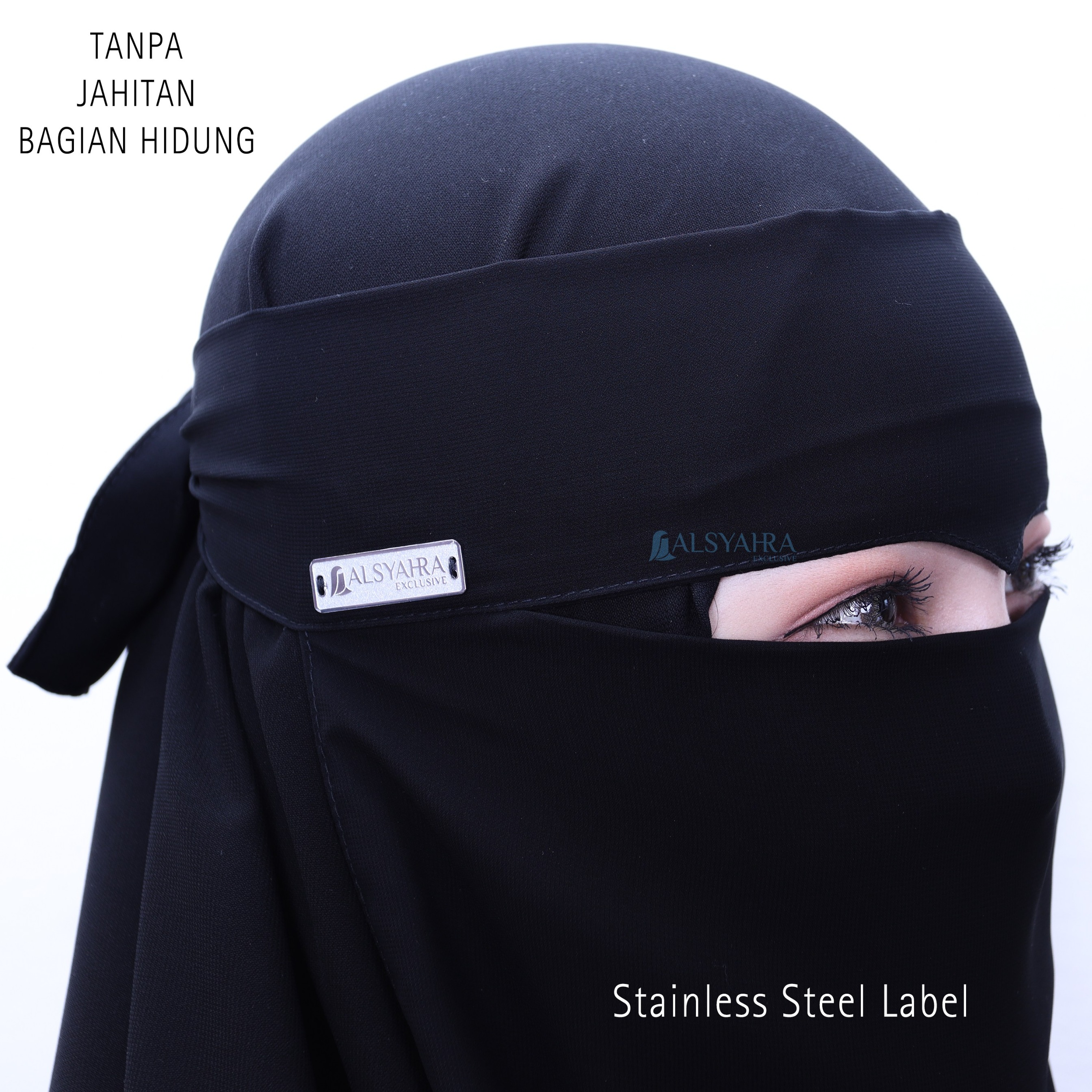 Alsyahra Exclusive - Niqab Eagle Eye Kiswah Stripe Sifon Silk Jetblack Arab