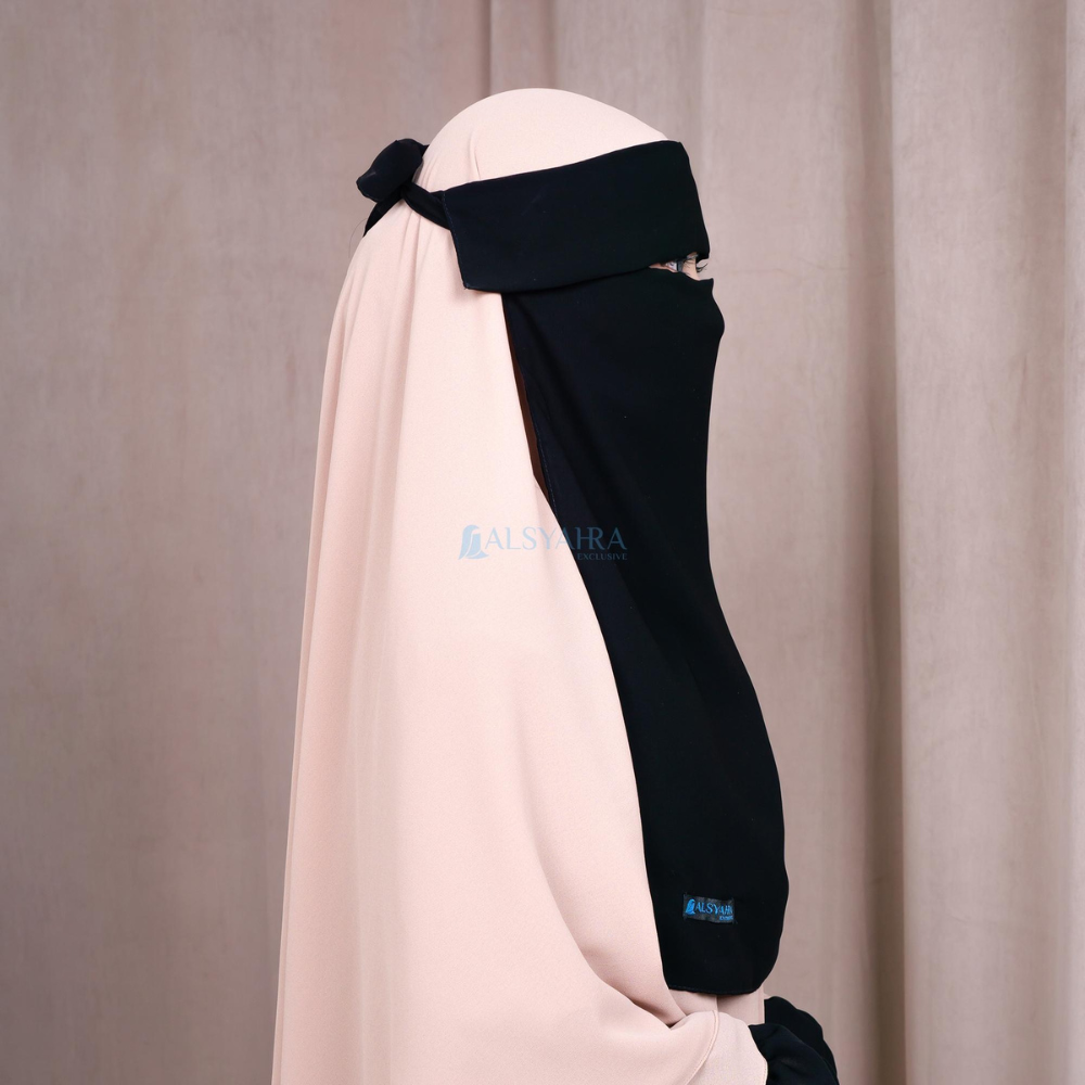 Alsyahra Exclusive - Niqab Poni Sifon Silk Jetblack Arab