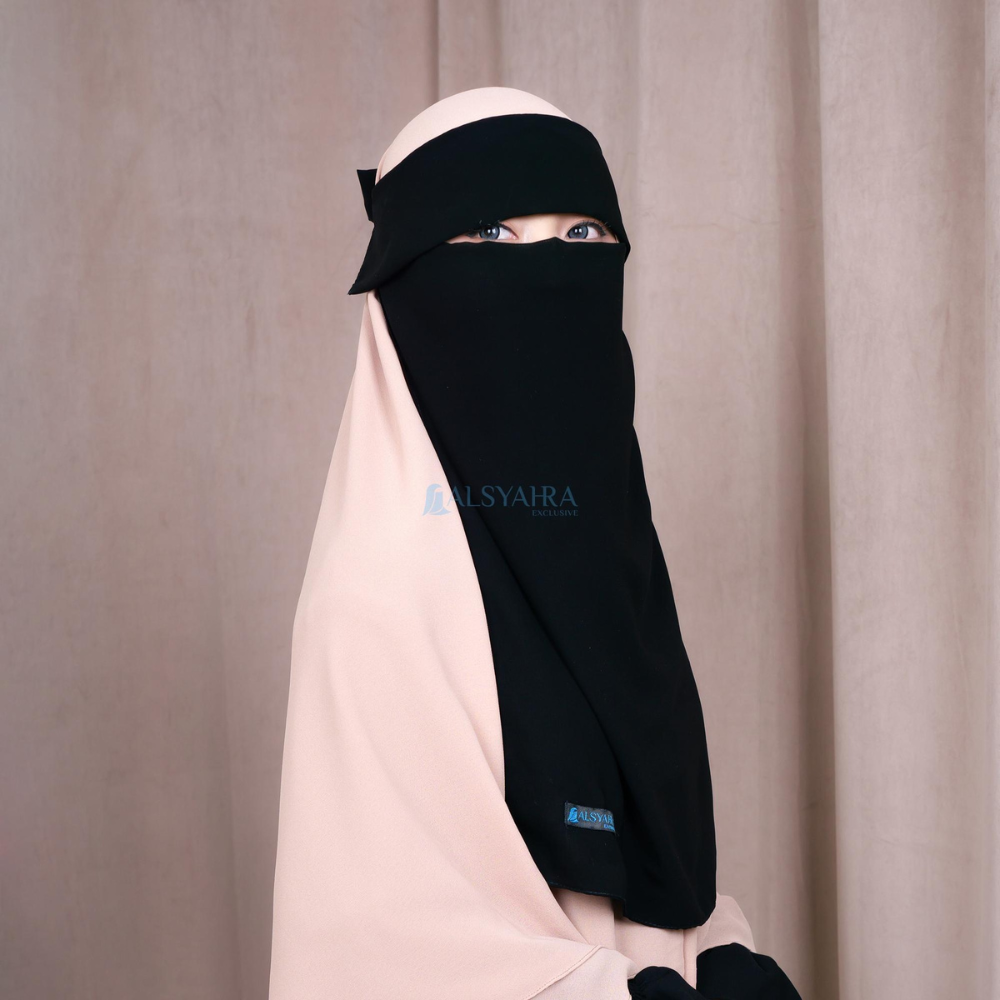 Alsyahra Exclusive - Niqab Poni Sifon Silk Jetblack Arab