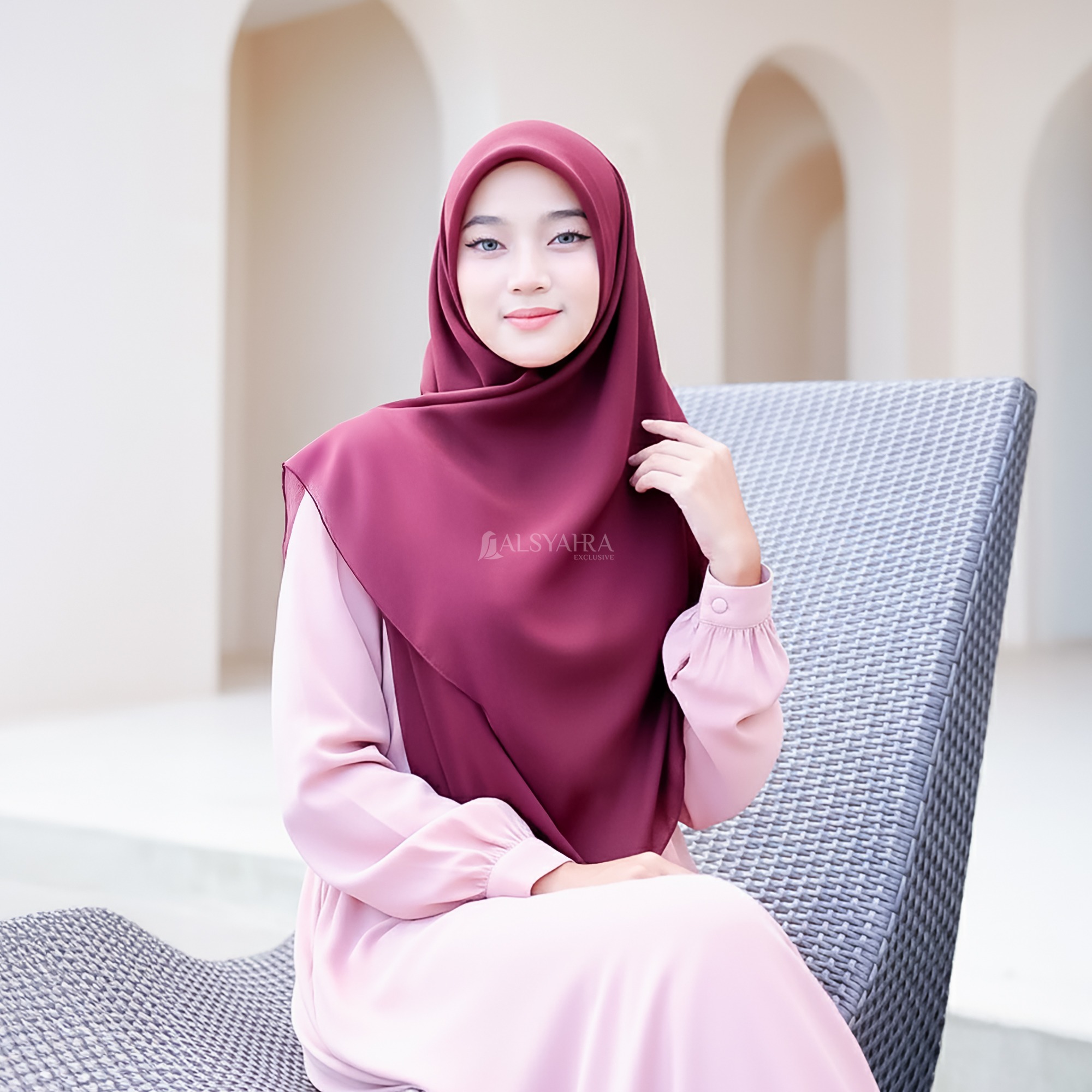 Alsyahra Exclusive - Set Hijab Segi Empat Square Cadar 2 Layer Sifon Cerruti Premium