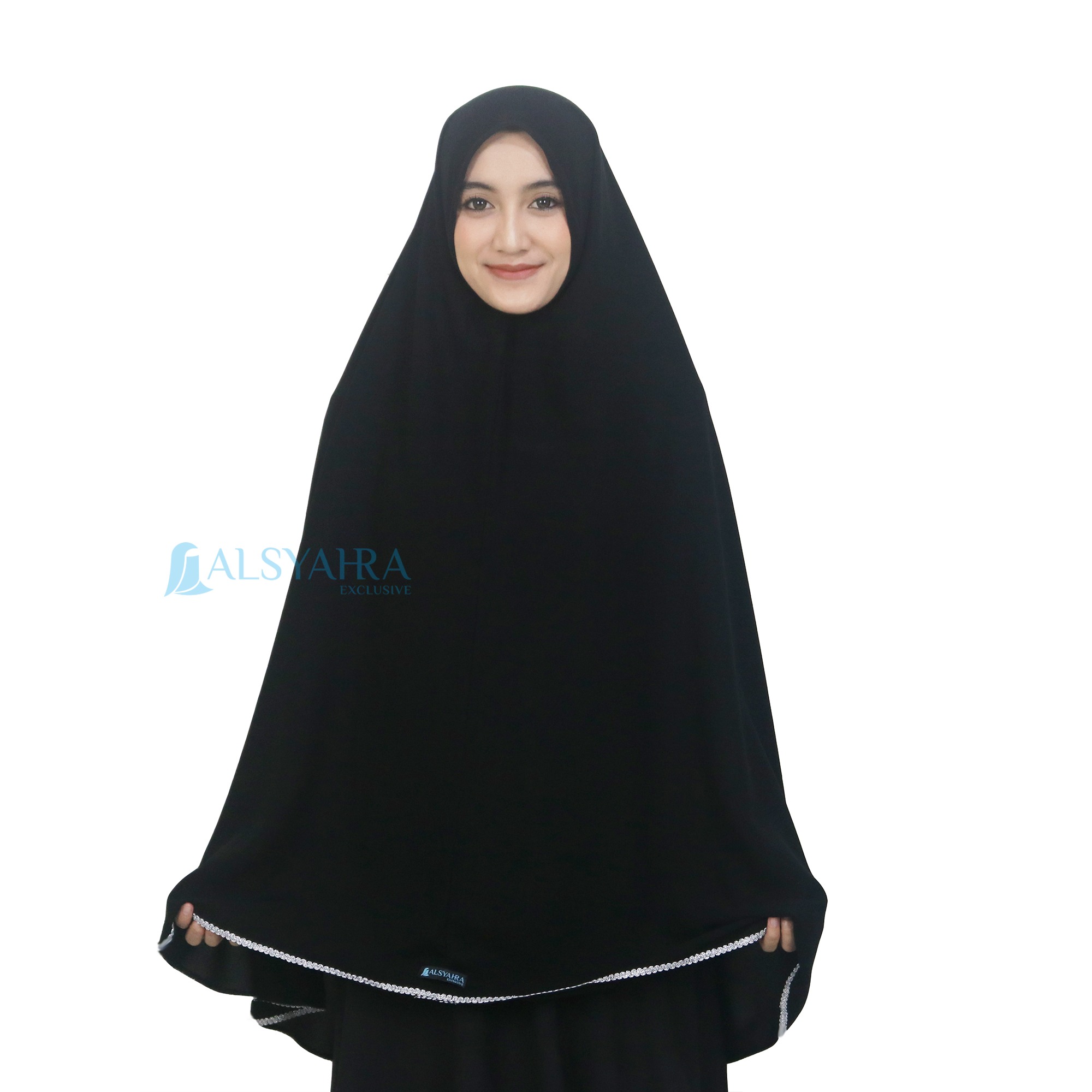 Alsyahra Exclusive - Set Khimar Syari Niqab Bandana Huraiyah Soft Jetblack Size XL