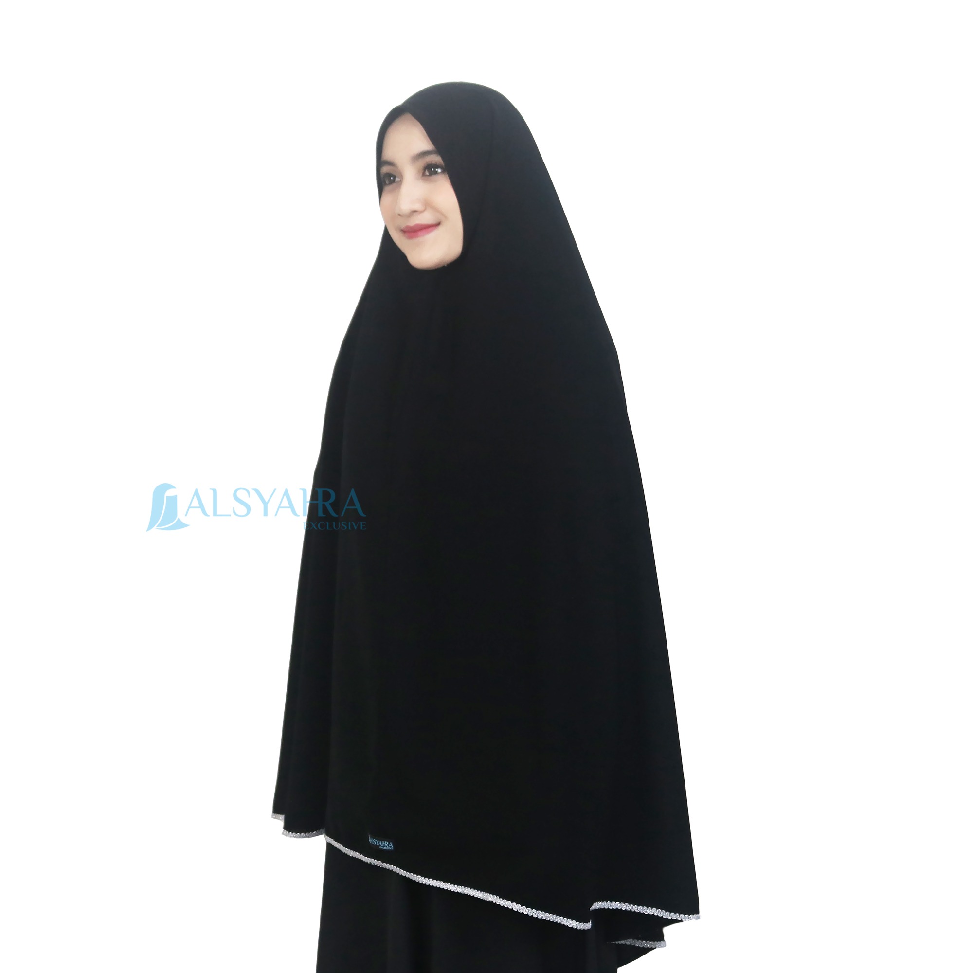 Alsyahra Exclusive - Set Khimar Syari Niqab Bandana Huraiyah Soft Jetblack Size XL