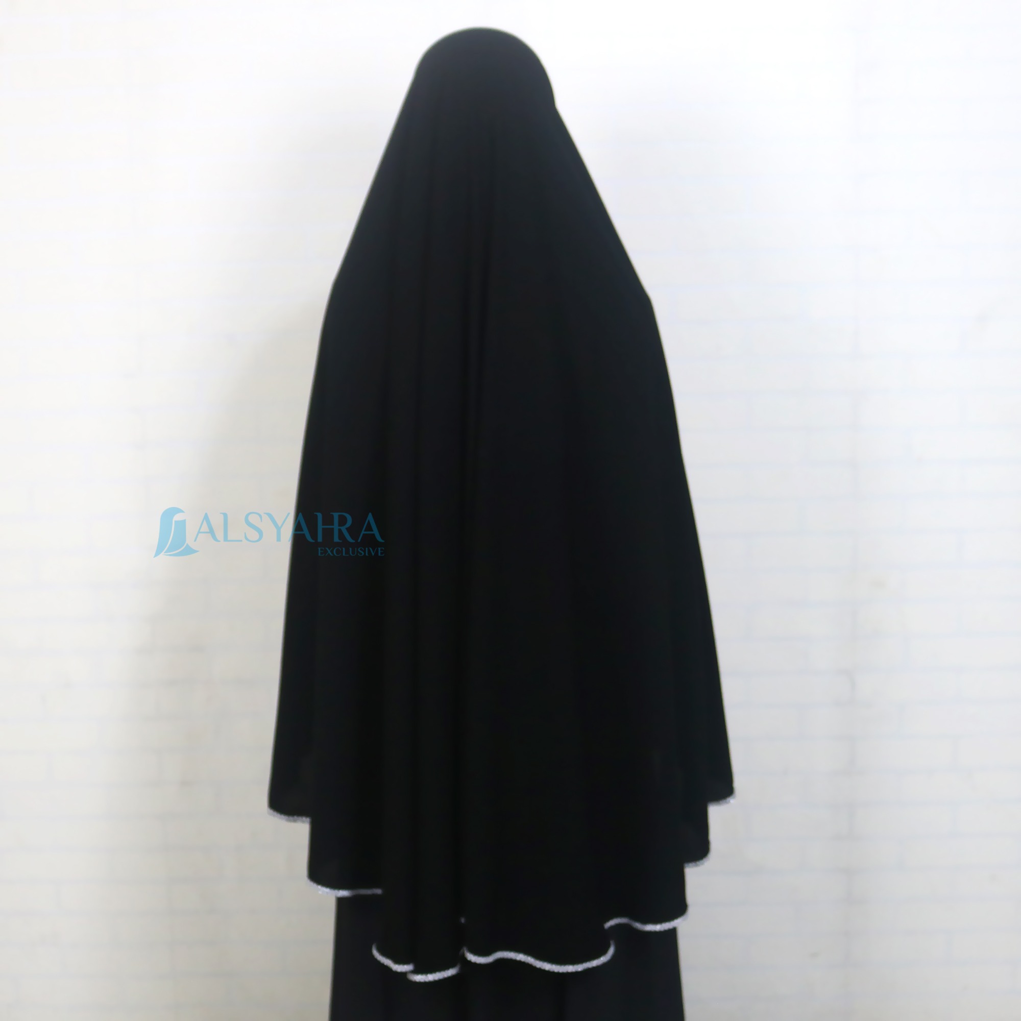 Alsyahra Exclusive - Set Khimar Syari Niqab Bandana Huraiyah Soft Jetblack Size XL
