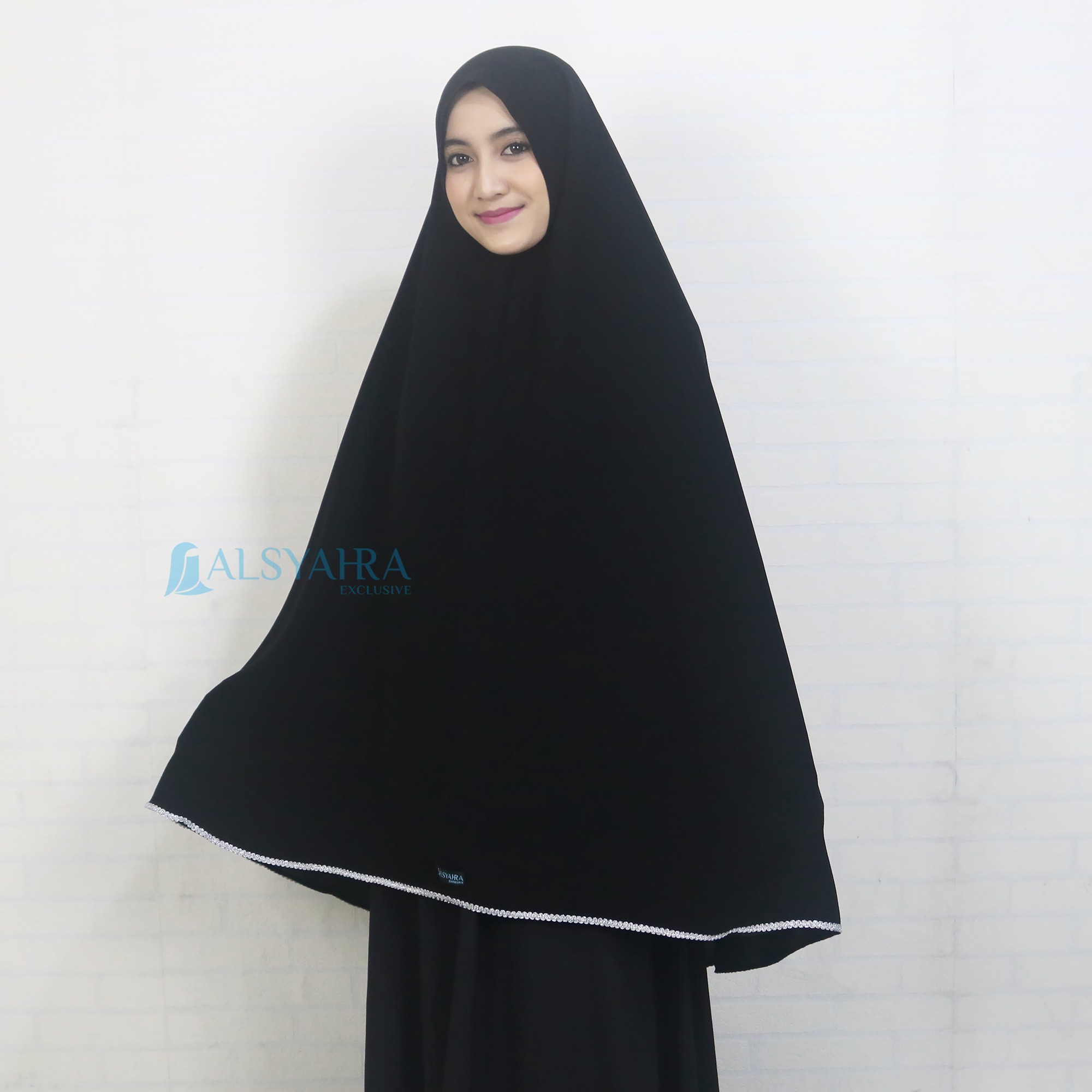 Alsyahra Exclusive - Set Khimar Syari Niqab Bandana Huraiyah Soft Jetblack Size XL