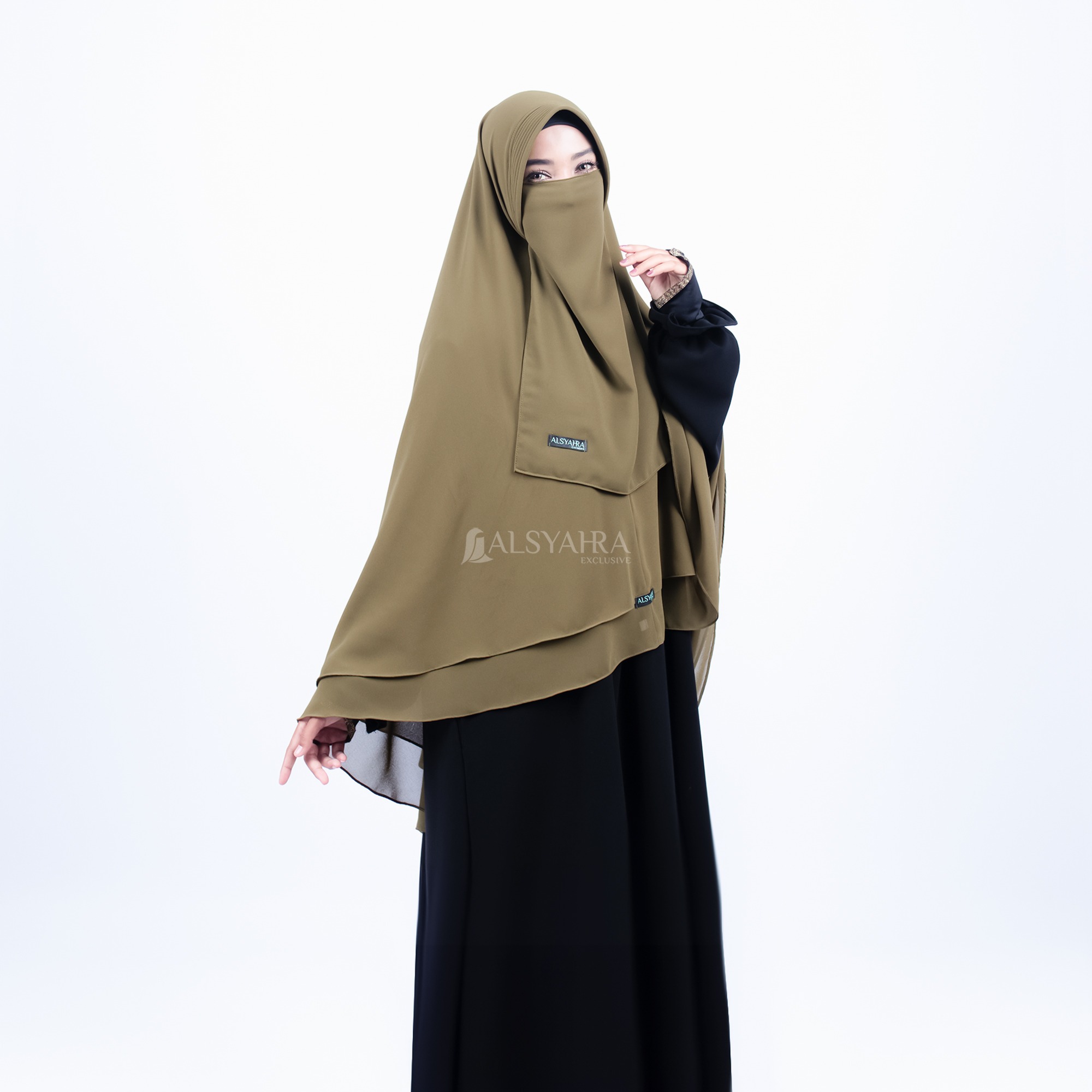 Alsyahra Exclusive - Set Khimar Syari PAD 2 Layer Cadar Sifon Cerruti Premium Size L