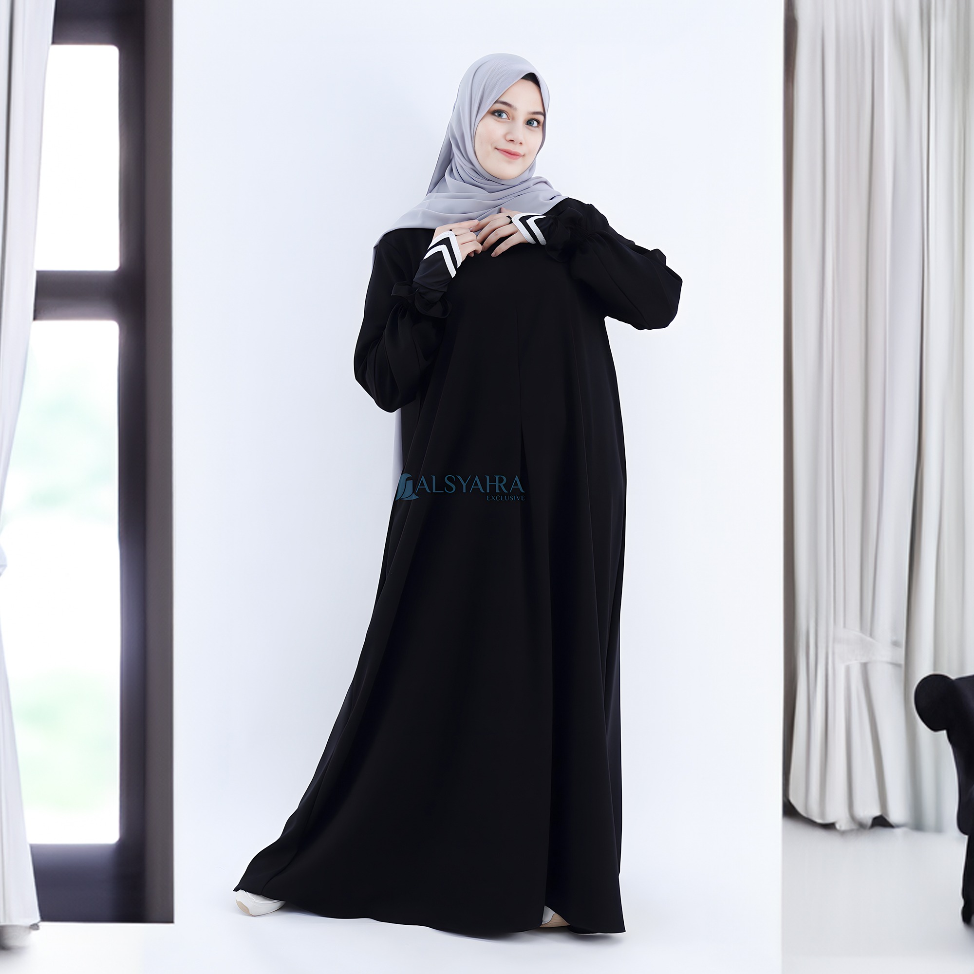 Alsyahra Exclusive - Abaya Gamis Syari Humaira Jetblack