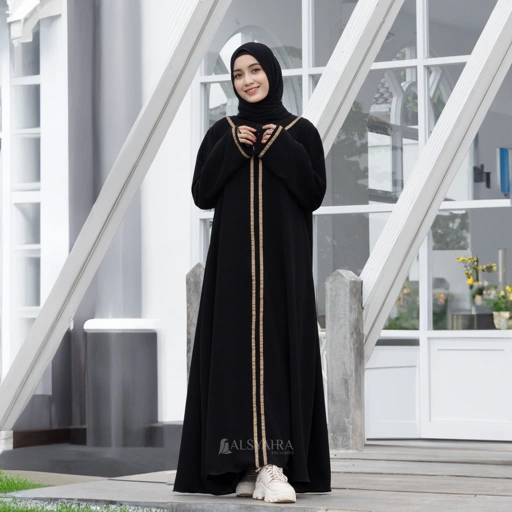 Image of Alsyahra Exclusive - Abaya Gamis Syari Khadijah Soft Jetblack
