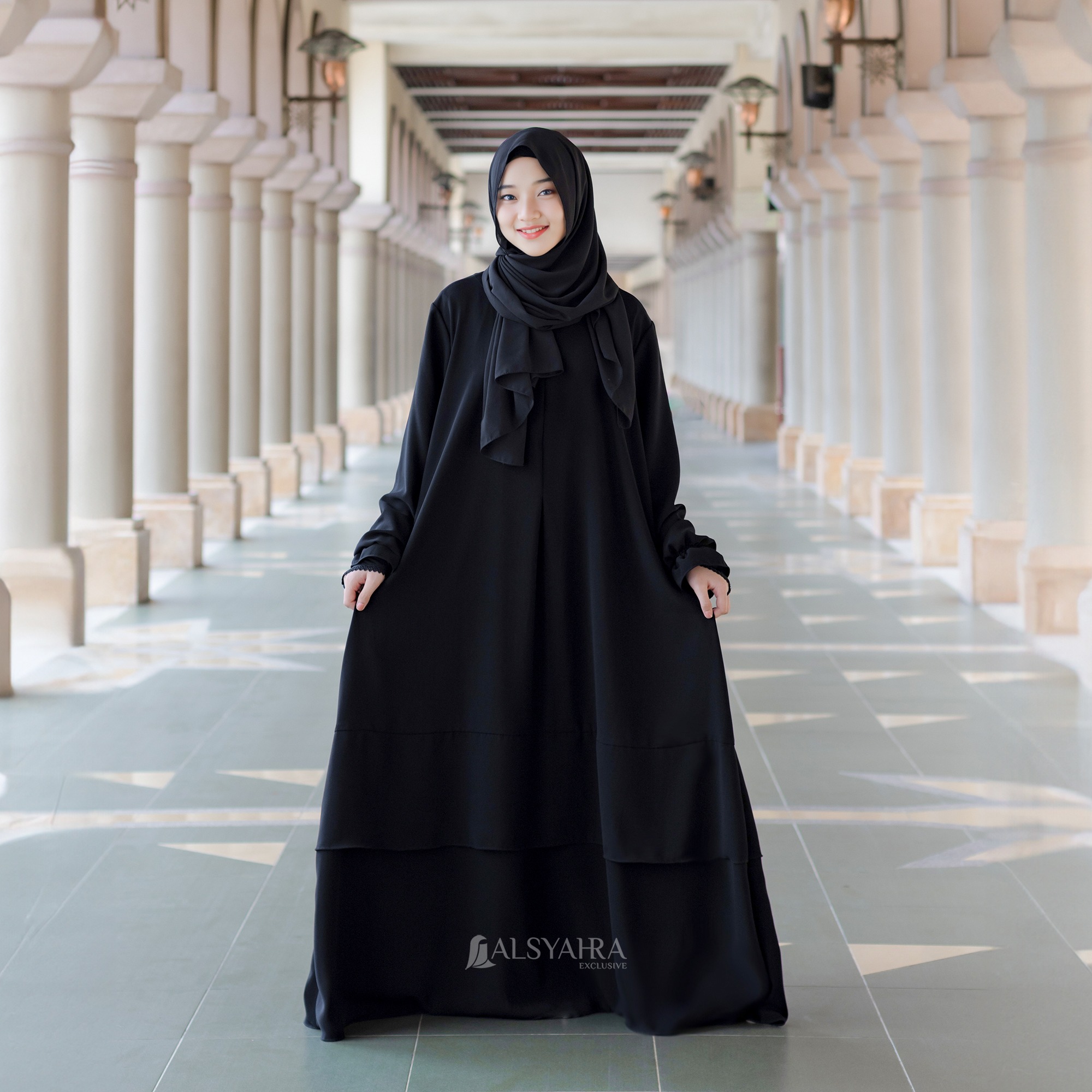 Alsyahra Exclusive - Abaya Gamis Syari Salamah Jetblack