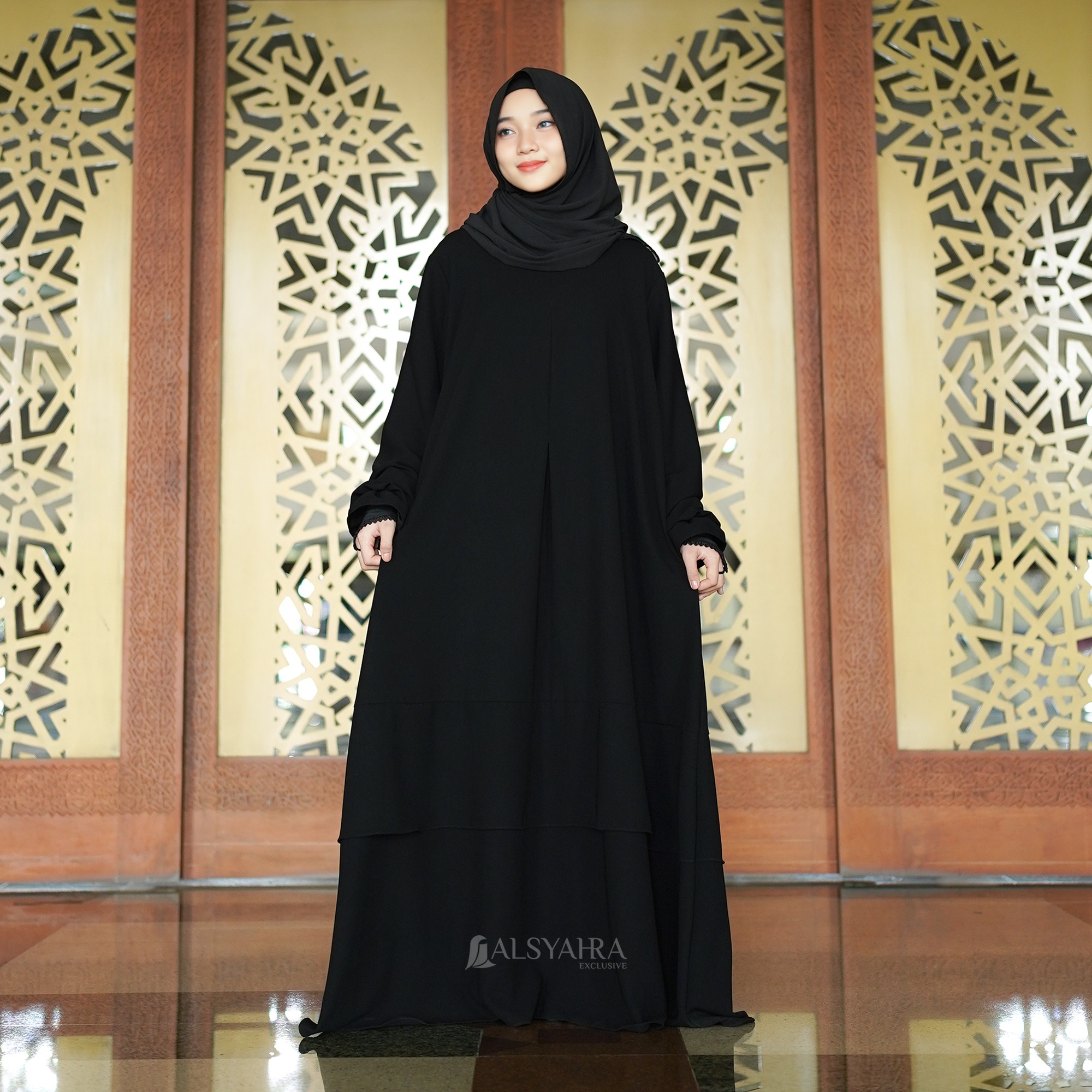 Alsyahra Exclusive - Abaya Gamis Syari Salamah Jetblack