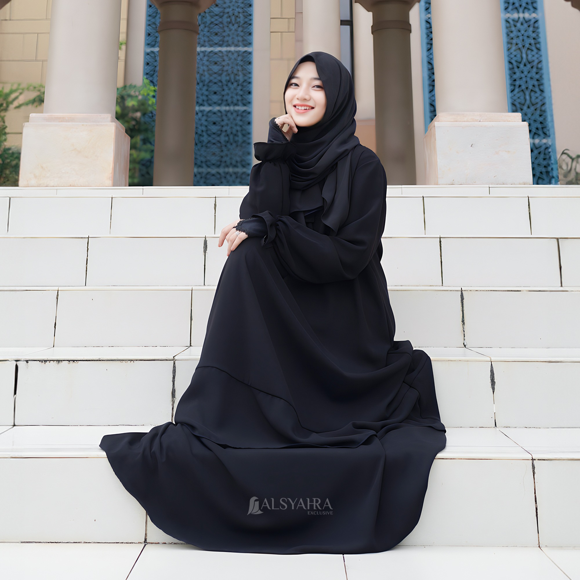 Alsyahra Exclusive - Abaya Gamis Syari Salamah Jetblack