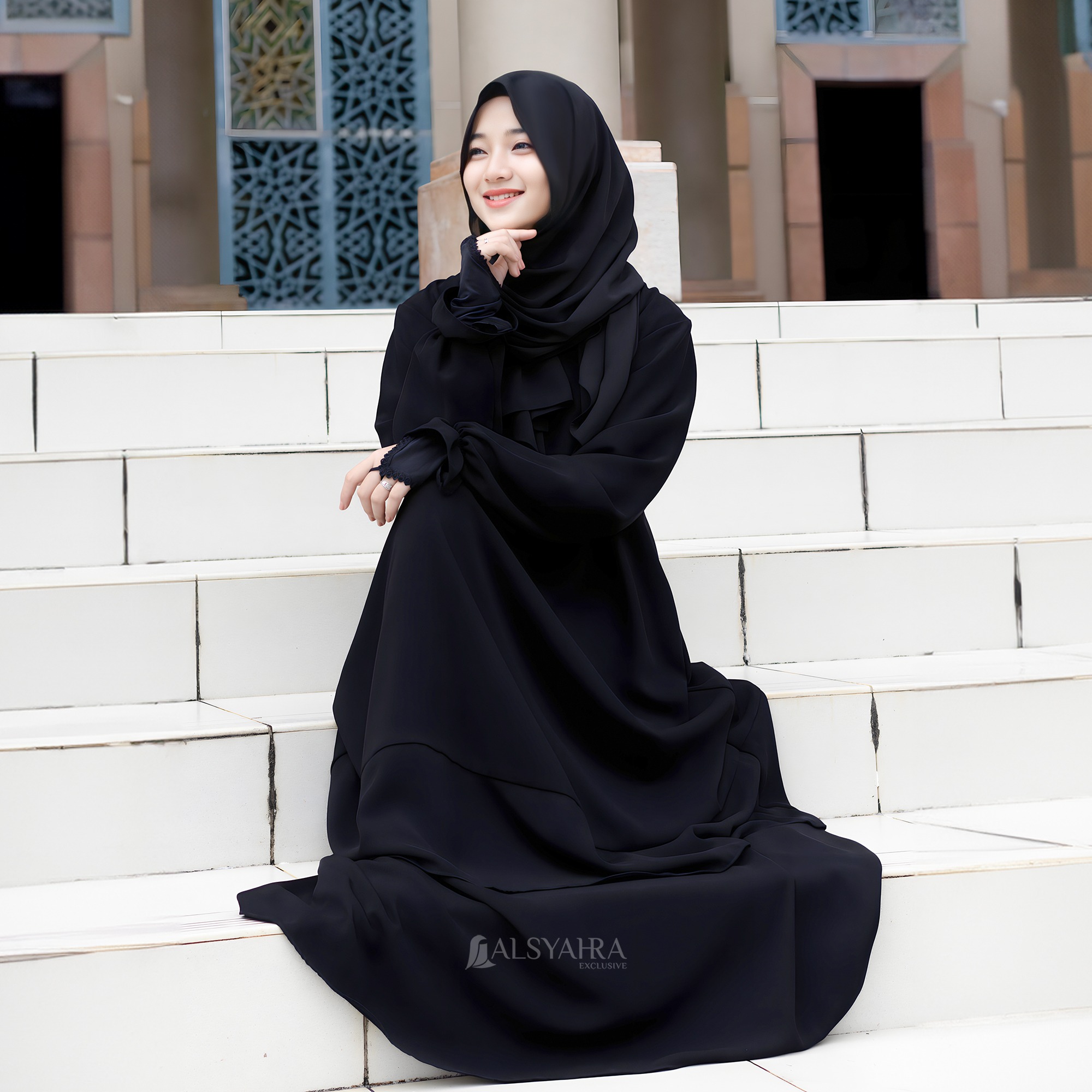 Alsyahra Exclusive - Abaya Gamis Syari Salamah Jetblack