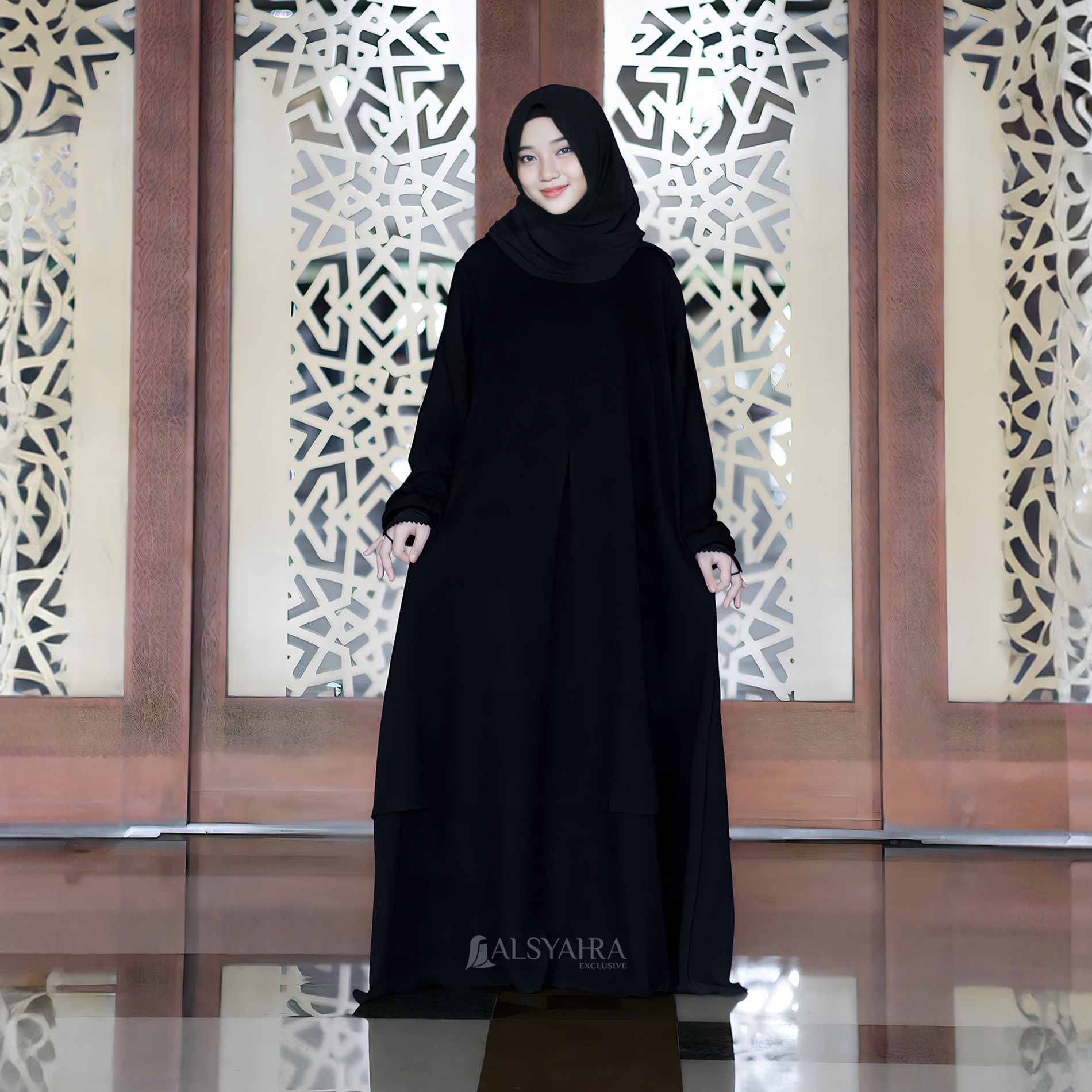 Alsyahra Exclusive - Abaya Gamis Syari Salamah Jetblack
