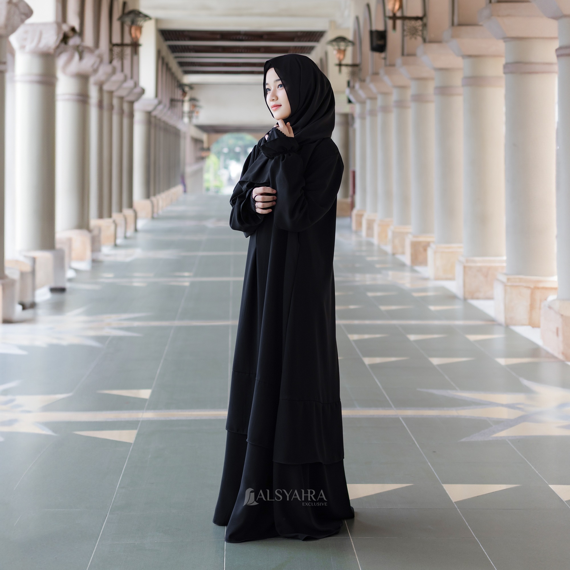 Alsyahra Exclusive - Abaya Gamis Syari Salamah Jetblack