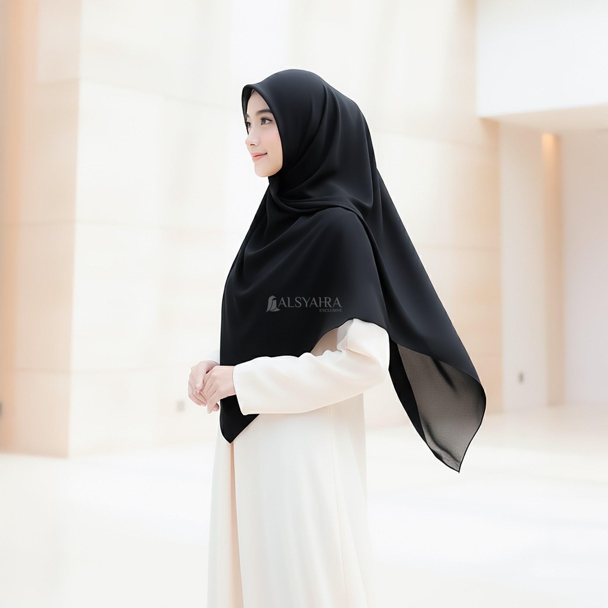 Alsyahra Exclusive - Set Hijab Segi Empat Square Cadar 2 Layer Sifon Cerruti Premium