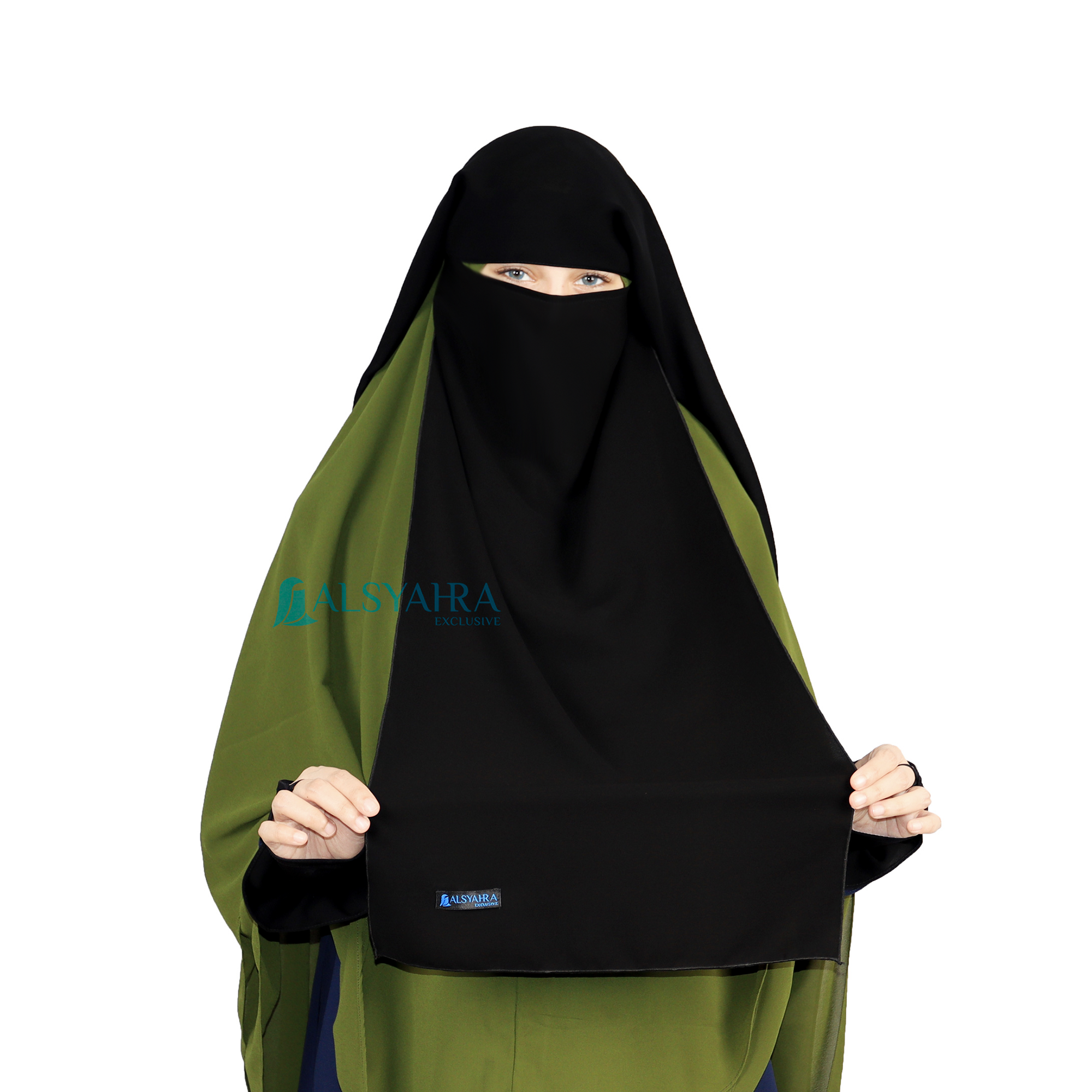 Alsyahra Exclusive - Long Niqab Haramain 2 Style Jetblack Arab