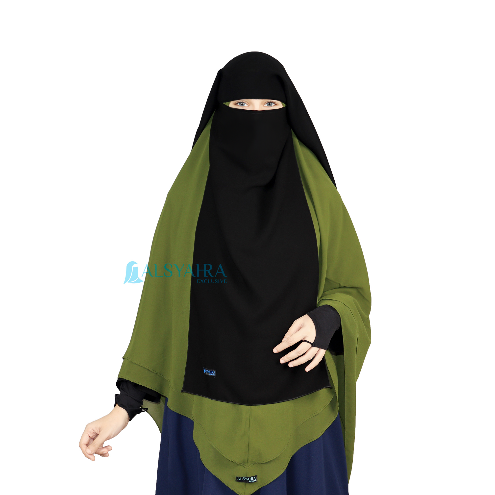 Alsyahra Exclusive - Long Niqab Haramain 2 Style Jetblack Arab