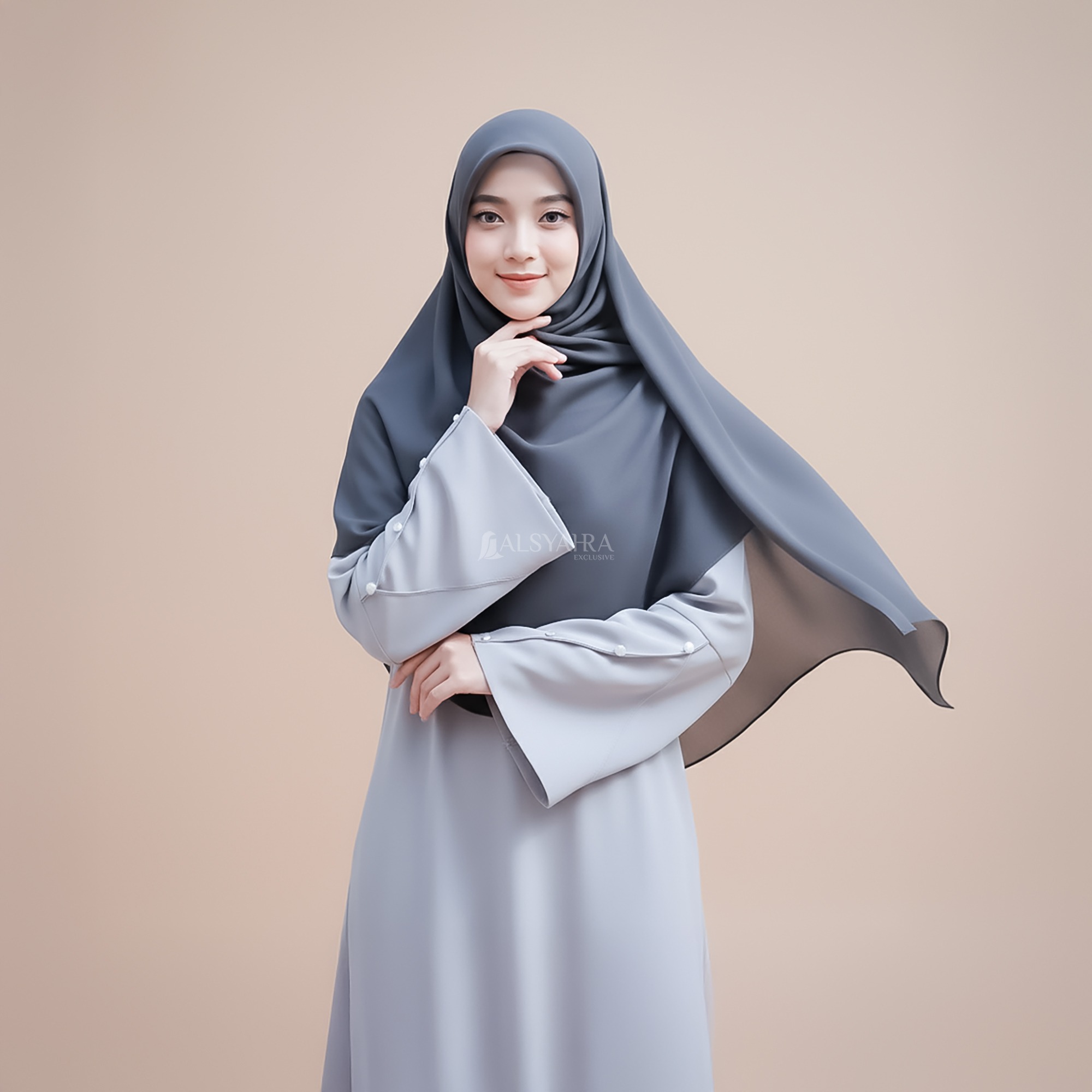 Alsyahra Exclusive - Set Hijab Segi Empat Square Cadar 2 Layer Sifon Cerruti Premium