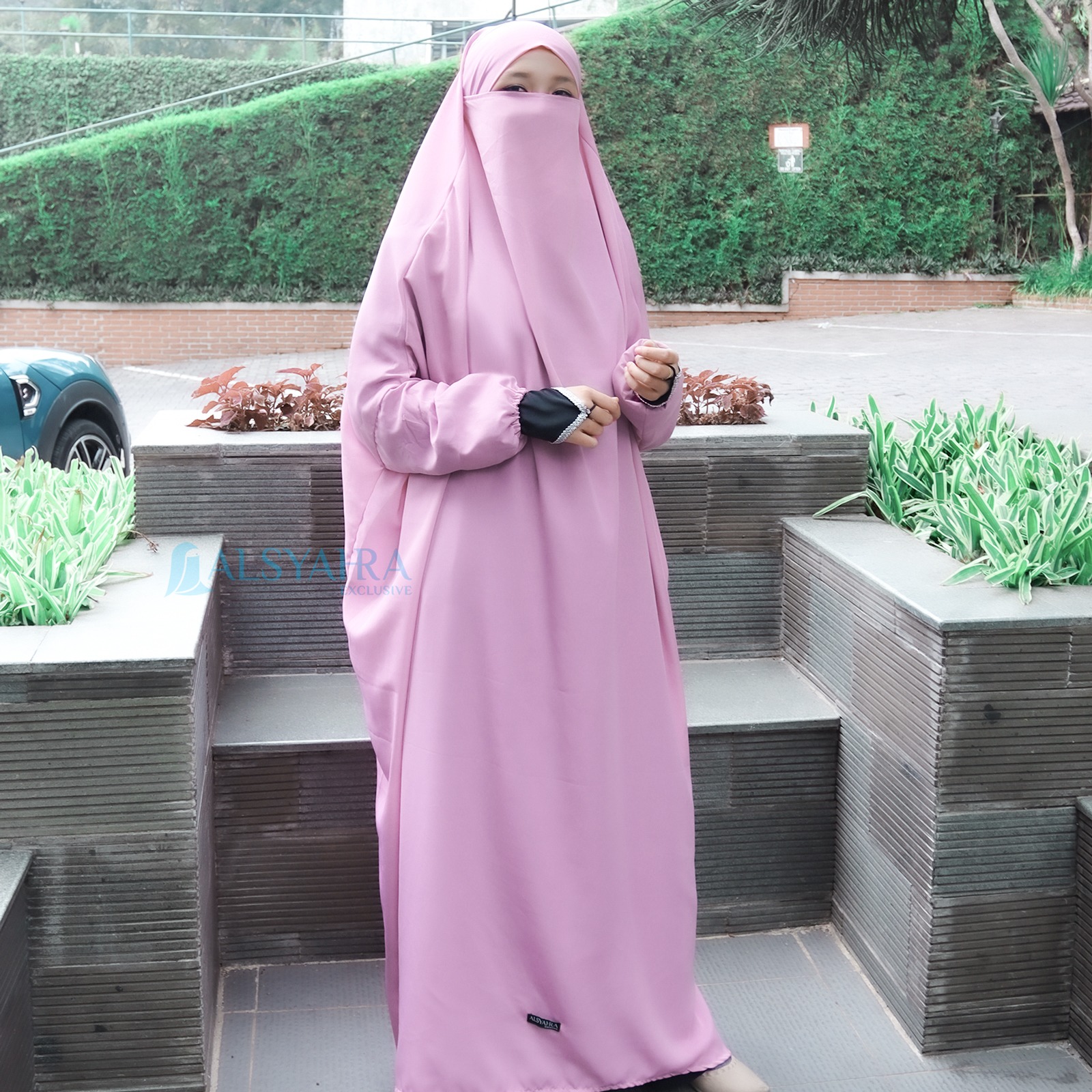 Alsyahra Exclusive - Long Khiban French Khimar Lengan Like Mukena Zahira Haramain WF Premium