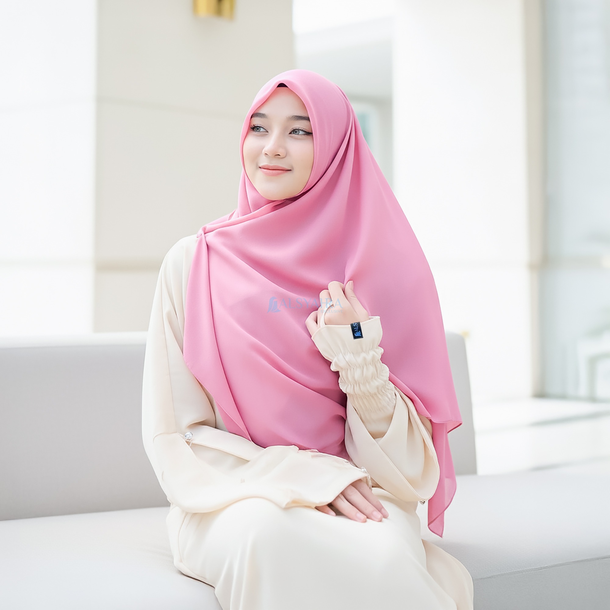 Alsyahra Exclusive - Set Hijab Segi Empat Square Cadar 2 Layer Sifon Cerruti Premium