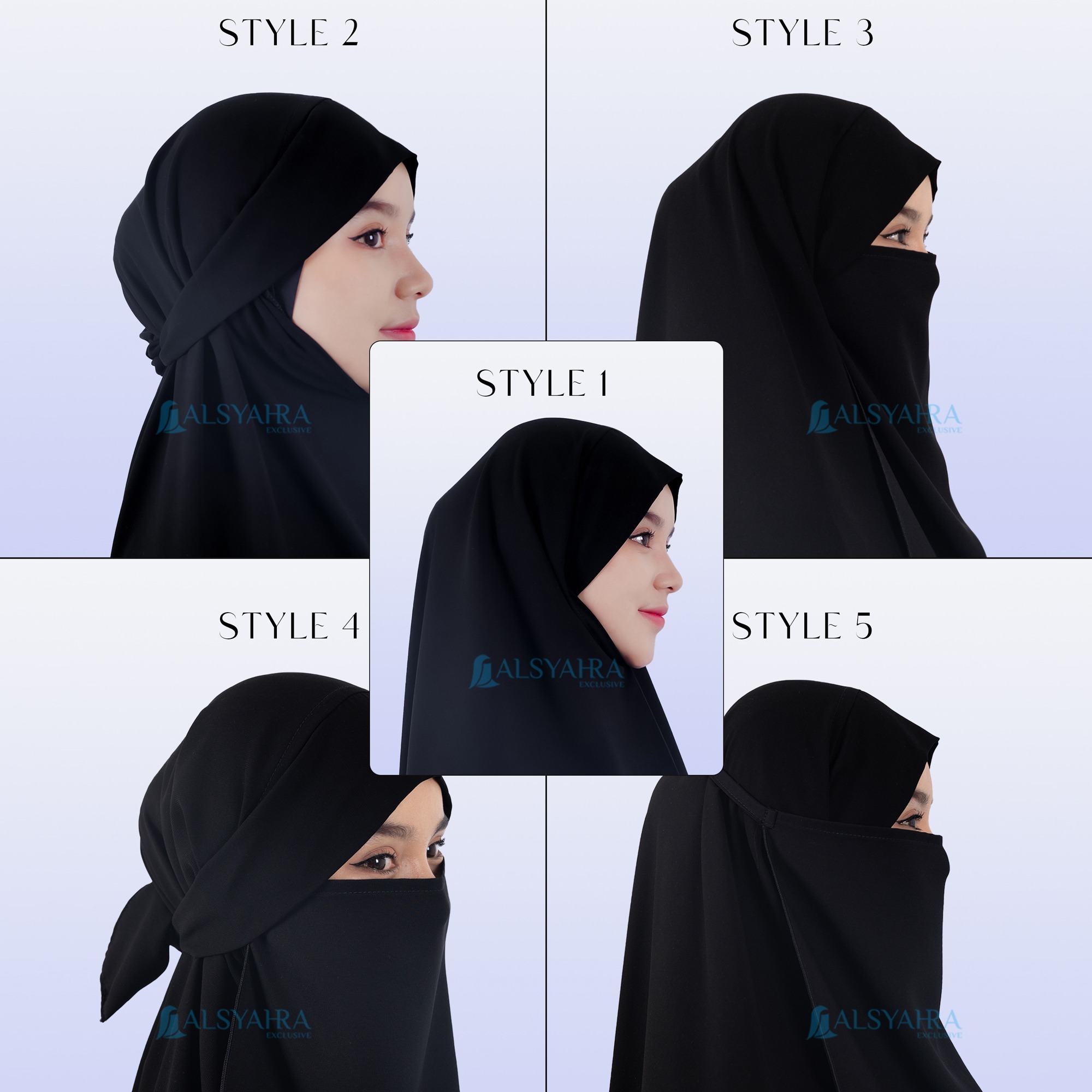 Alsyahra Exclusive - Set Khiban Khimar Bandana Syari Cadar Sifon Cerruti Premium 5 Style