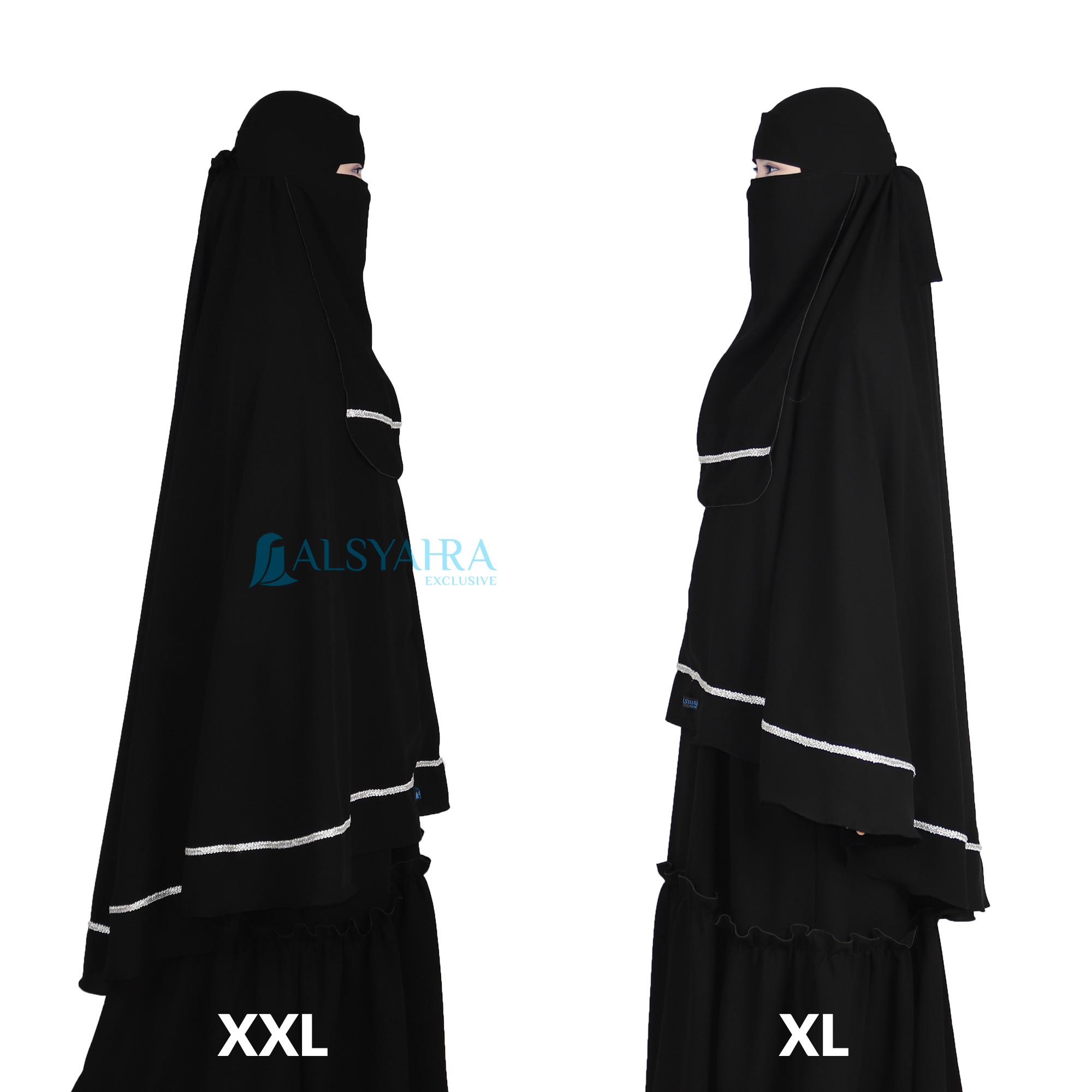 Alsyahra Exclusive - Set Khimar Syari Zahrah Niqab Bandana Soft Jetblack