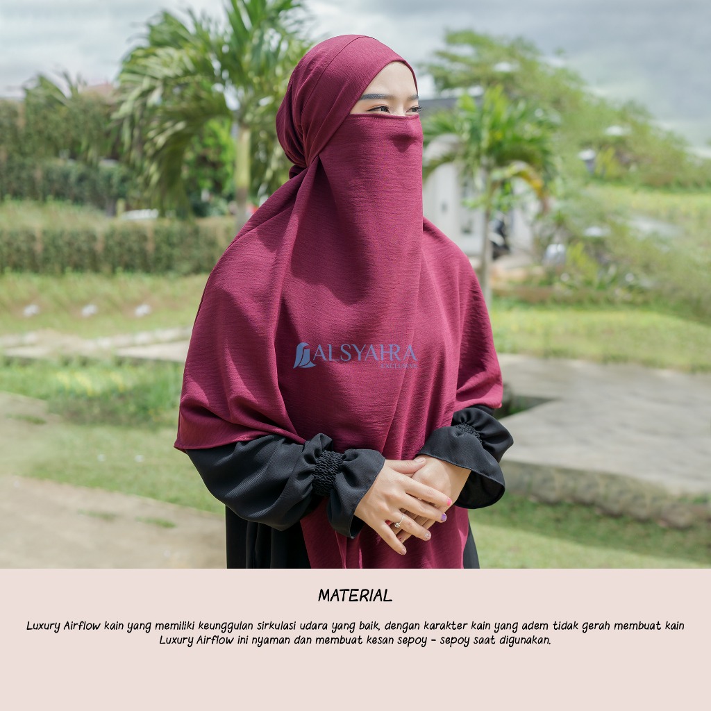 Alsyahra Exclusive - Khiban French Khimar Lancip V Ayumi Crinkle Airflow Premium Size L