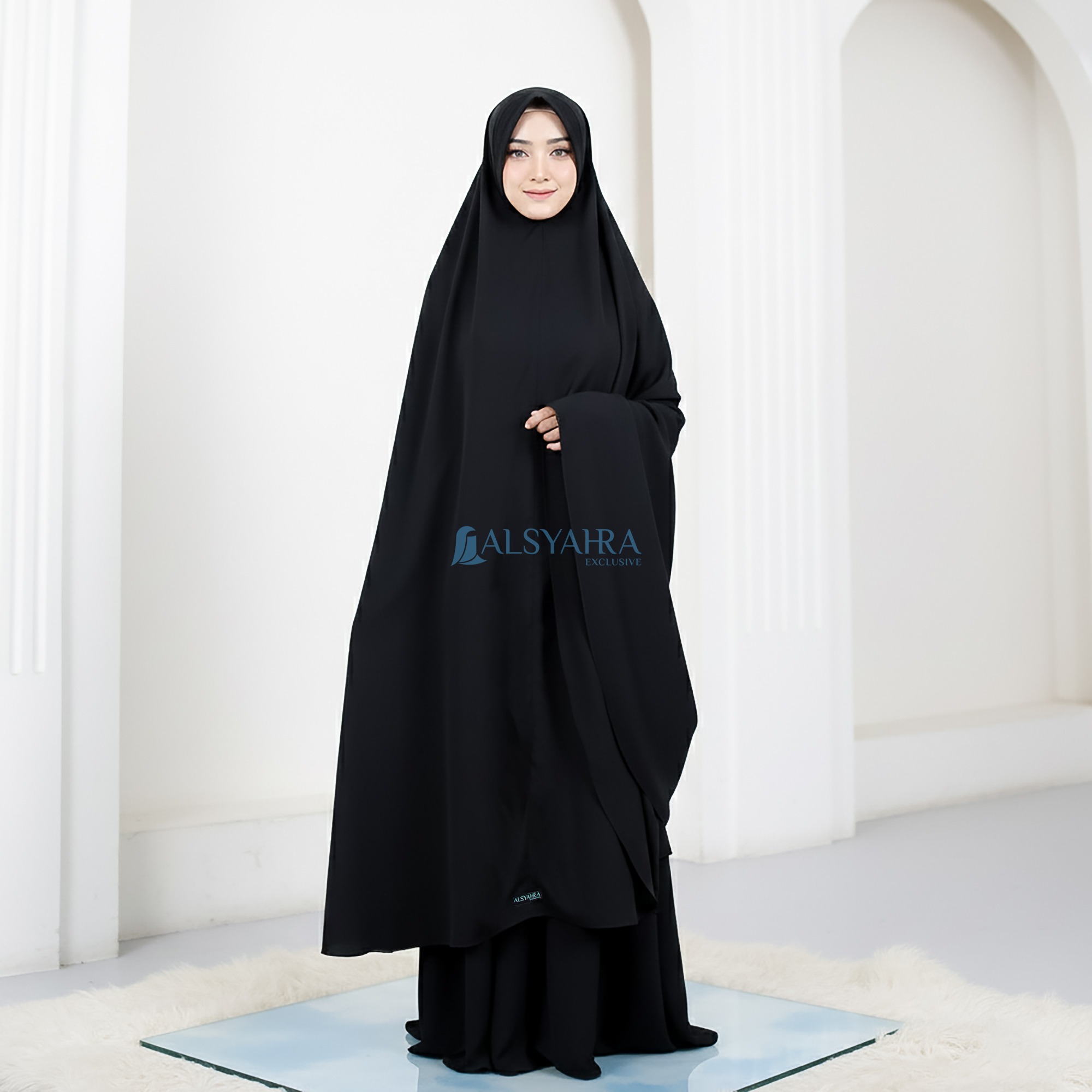 Alsyahra Exclusive - Set Long Khimar Like Mukena Haramain PAD Cadar Tali WF Premium