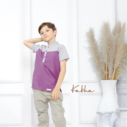 Image of CLEARANCE SALE - Kakha - Koko Anak Raya Purple / Kemeja Koko Anak Laki-Laki / Baju Koko Anak 