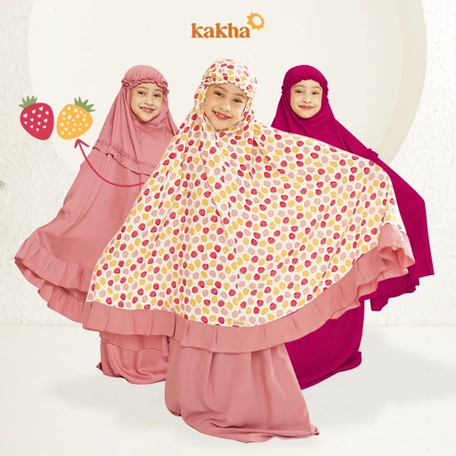 Image of Kakha - Mukena Anak Berries (1-9 Tahun) / Mukena Couple Ibu Anak / Mukena Rayon / Mukena balita / Mukena Anak Polos / Mukena Anak Motif