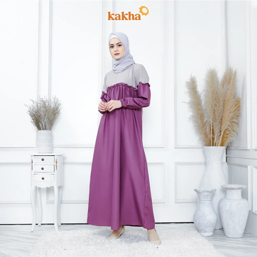 Image of CLEARANCE SALE - Kakha - Gamis Ibu Raya Purple / Gamis Dewasa / Gamis Busui Friendly / Gamis Polos