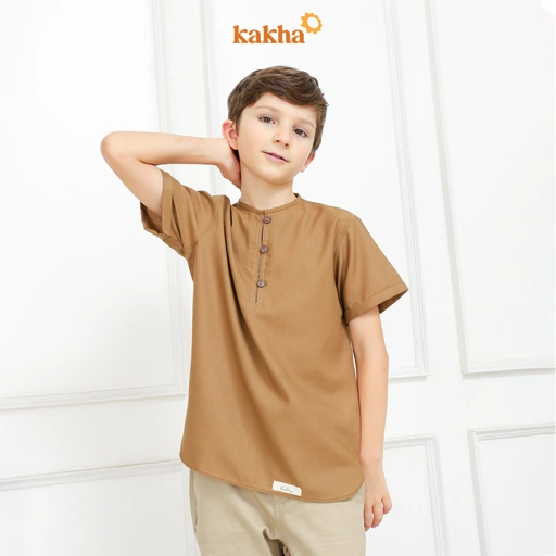 Image of CLEARANCE SALE - Kakha -  Koko Anak Kareem Khaki / Kemeja Koko Anak Laki-Laki / Baju Koko Anak
