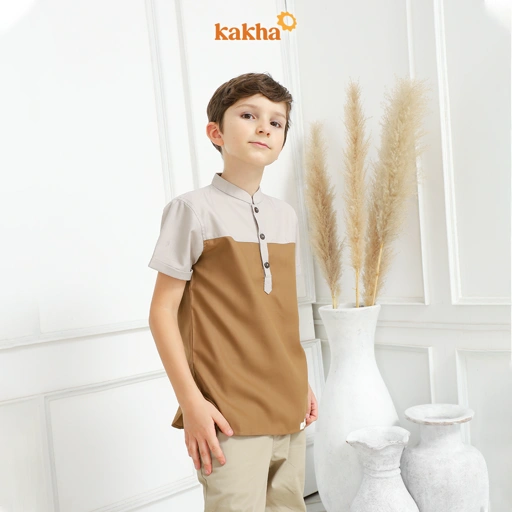 Image of CLEARANCE SALE - Kakha -  Koko Anak Raya Khaki / Kemeja Koko Anak Laki-Laki / Baju Koko Anak