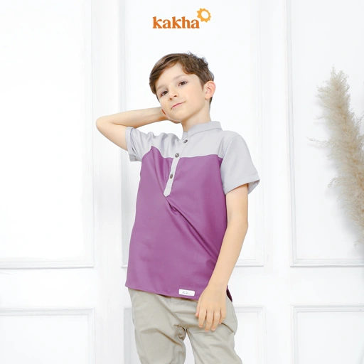 Image of CLEARANCE SALE - Kakha - Koko Anak Raya Purple / Kemeja Koko Anak Laki-Laki / Baju Koko Anak 