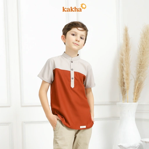 Image of CLEARANCE SALE - Kakha - Koko Anak Raya Terracotta / Kemeja Koko Anak Laki-Laki / Baju Koko Anak 
