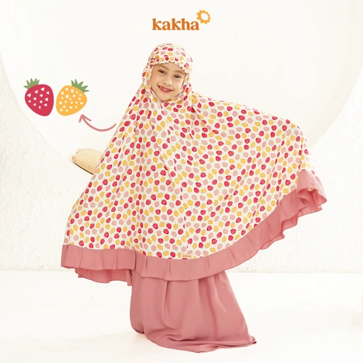 Image of Kakha - Mukena Anak Berries (1-9 Tahun) / Mukena Couple Ibu Anak / Mukena Rayon / Mukena balita / Mukena Anak Polos / Mukena Anak Motif