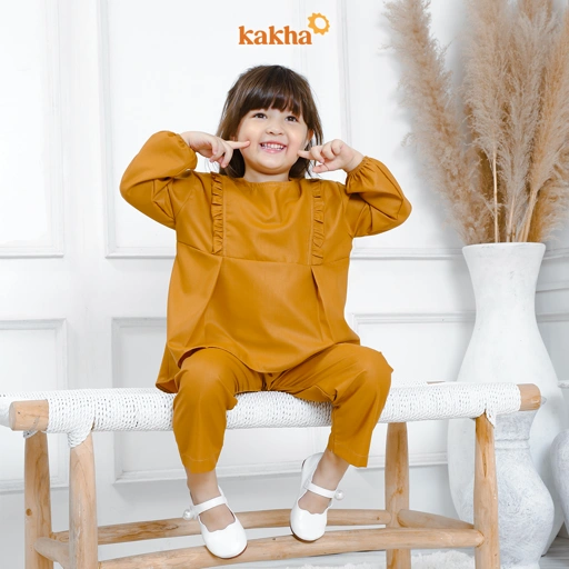 Image of CLEARANCE SALE - Kakha - Setelan Tunik Anak Kareem Series Mustard (Gold)