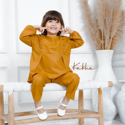 Image of CLEARANCE SALE - Kakha - Setelan Tunik Anak Kareem Series Mustard (Gold)