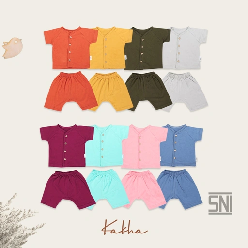 Image of Mini Kakha Button Set Pendek / Setelan bayi perempuan / setelan bayi laki laki