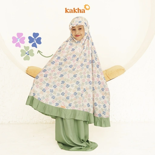 Image of Kakha - Mukena Anak Clover (1-9 Tahun) / Mukena Couple Ibu Anak / Mukena Rayon / Mukena balita / Mukena Anak Polos / Mukena Anak Motif