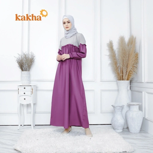 Image of CLEARANCE SALE - Kakha - Gamis Ibu Raya Purple / Gamis Dewasa / Gamis Busui Friendly / Gamis Polos